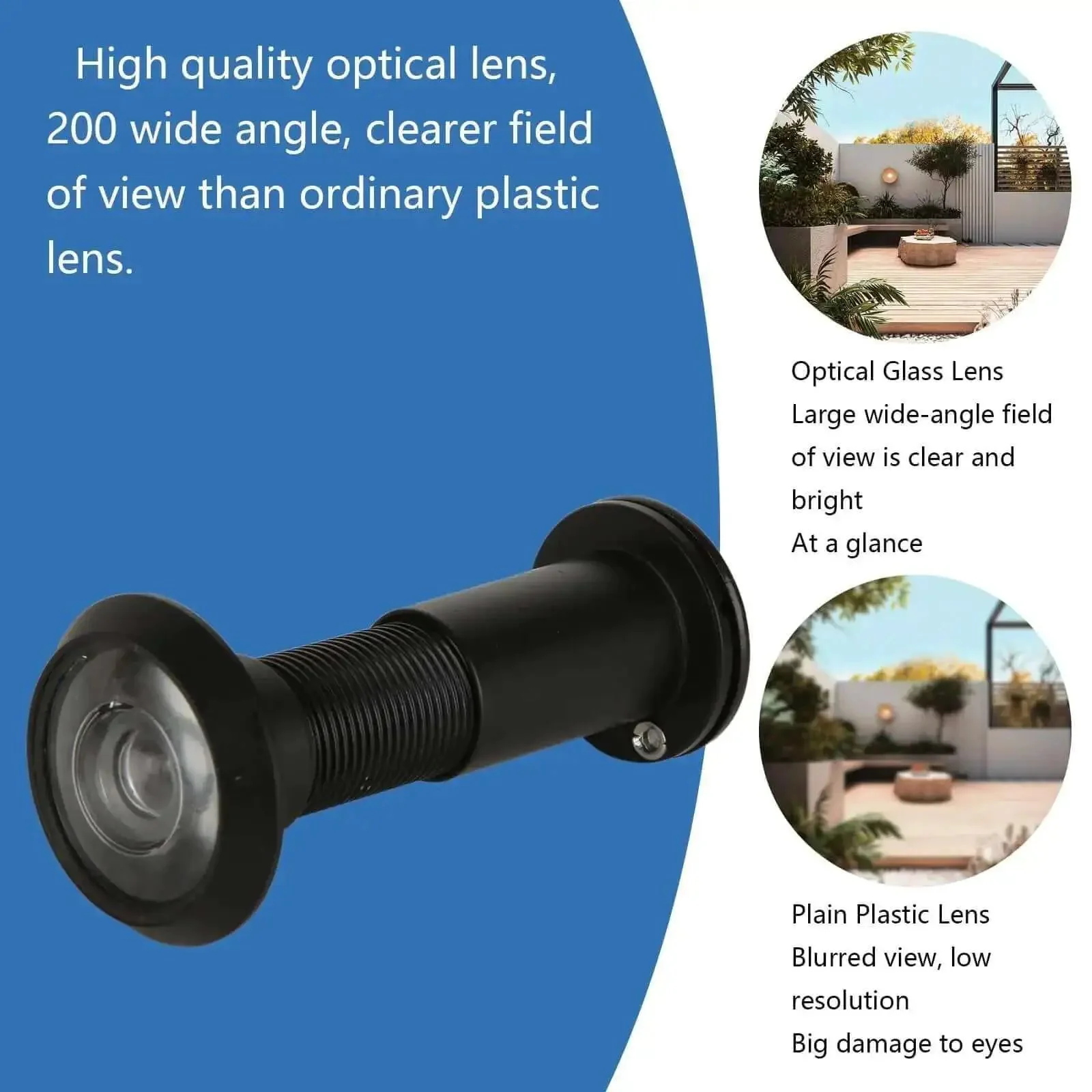 4 Pack Door Viewers Peepholes With 200 Degree Wide Angle HD Lens No Brainer Install Includes 16mm Drill Bit For 1.5 To 2.375 Inch Doors Zinc Alloy Front Door Peephole With Heavy Duty Privacy Cover Black - Image 6