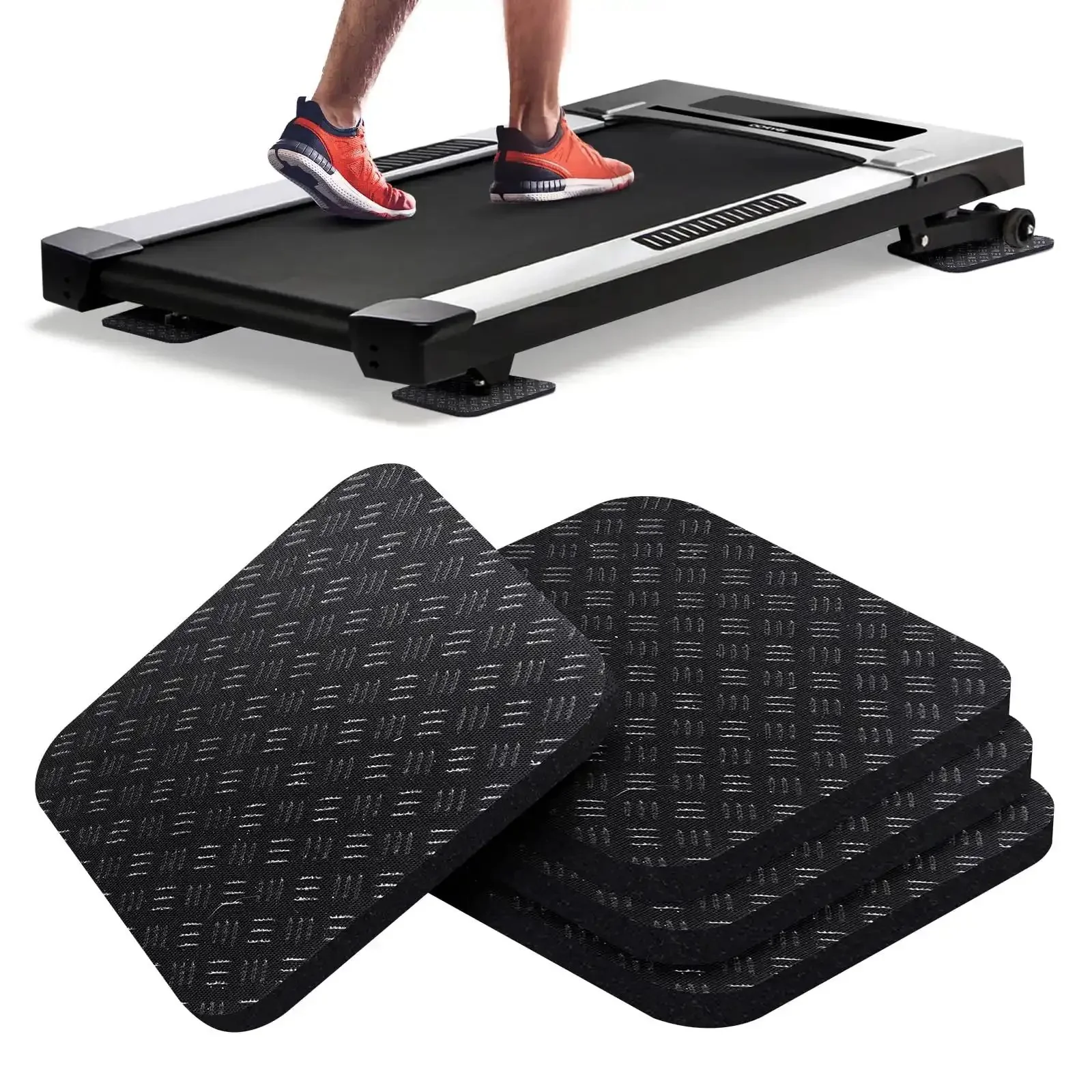4 Pack Double Sided Treadmill Floor Mat Pads Grippy Non Slip Anti Vibration Cushions For Treadmills Walking Pads And Exercise Bikes Protect Hardwood Floors Safely
