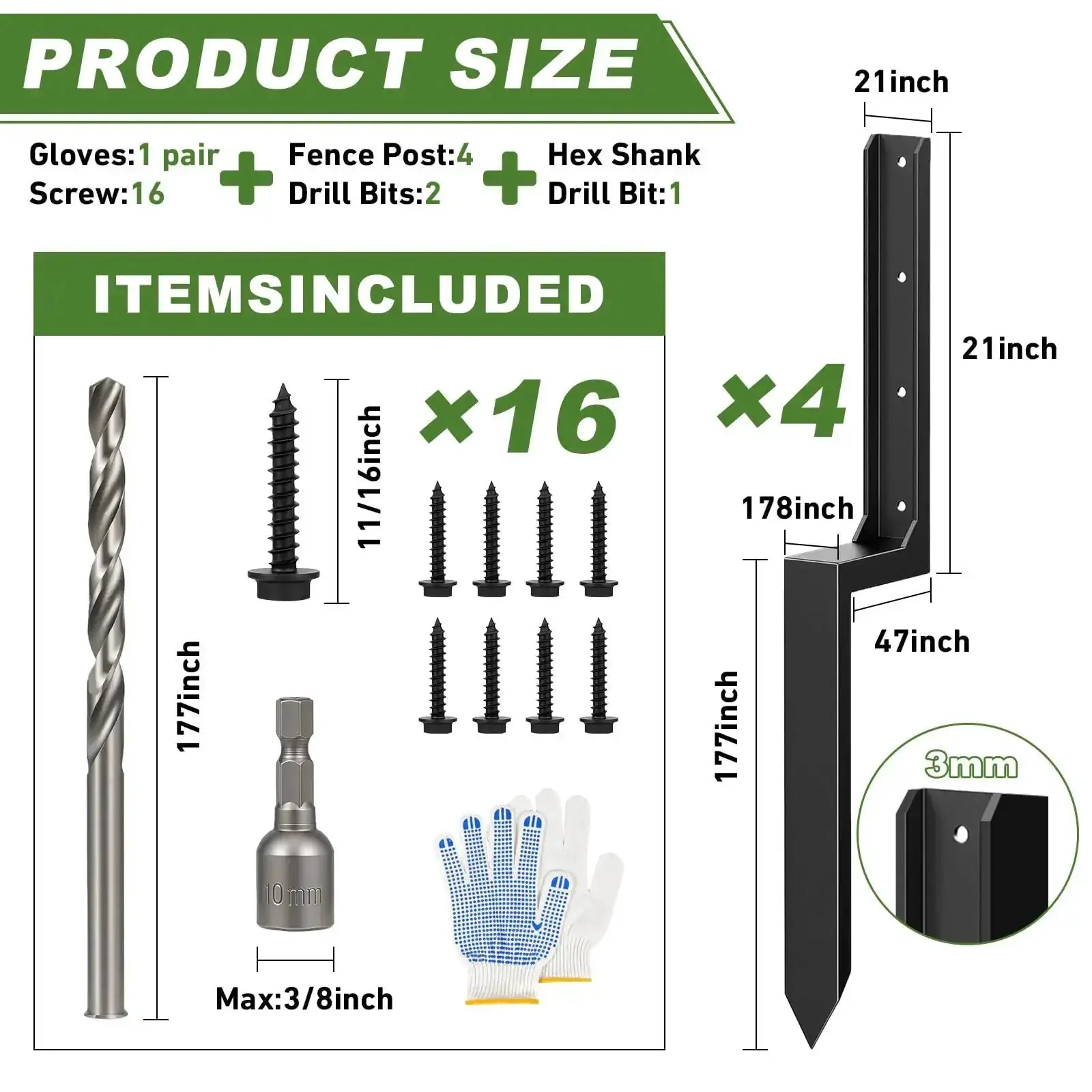 4 Pack Fence Post Repair Kit With 3mm Thick 11 Gauge Galvanized Steel Anchors And 33.6 Inch Heavy Duty H Shape Ground Spikes To Fix Leaning Or Broken 4x4 And 6x6 Wooden Posts No Digging Needed - Image 7