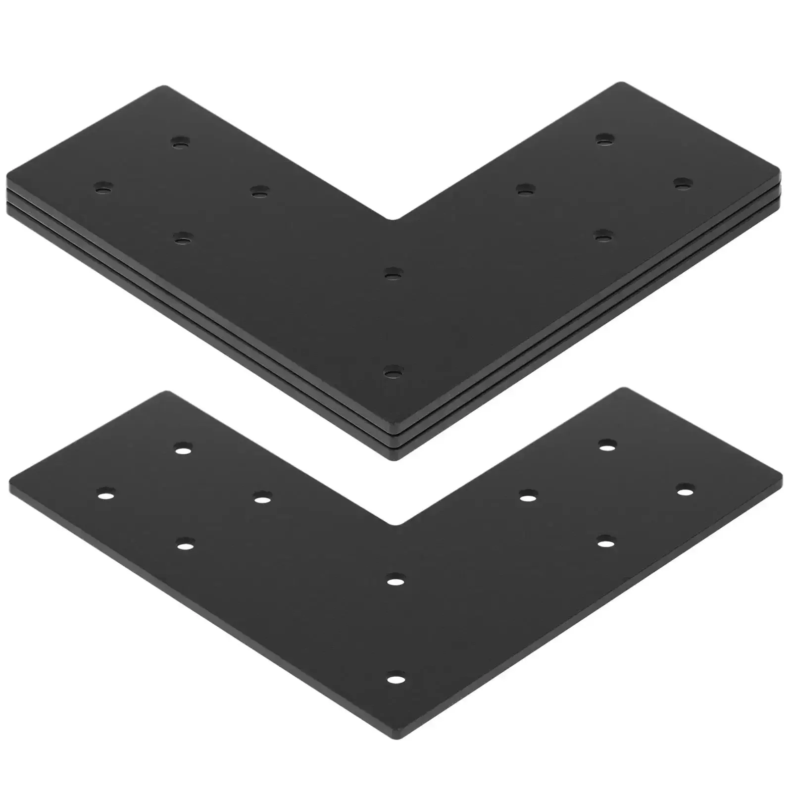 4 Pack Flat Mending Plates For 4x4 Posts Heavy Duty L Shaped Corner Braces Post To Beam Connectors Seven And A Half Inch Long By Three Inch Wide 11 Gauge Carbon Steel Powder Coated Black - Image 2