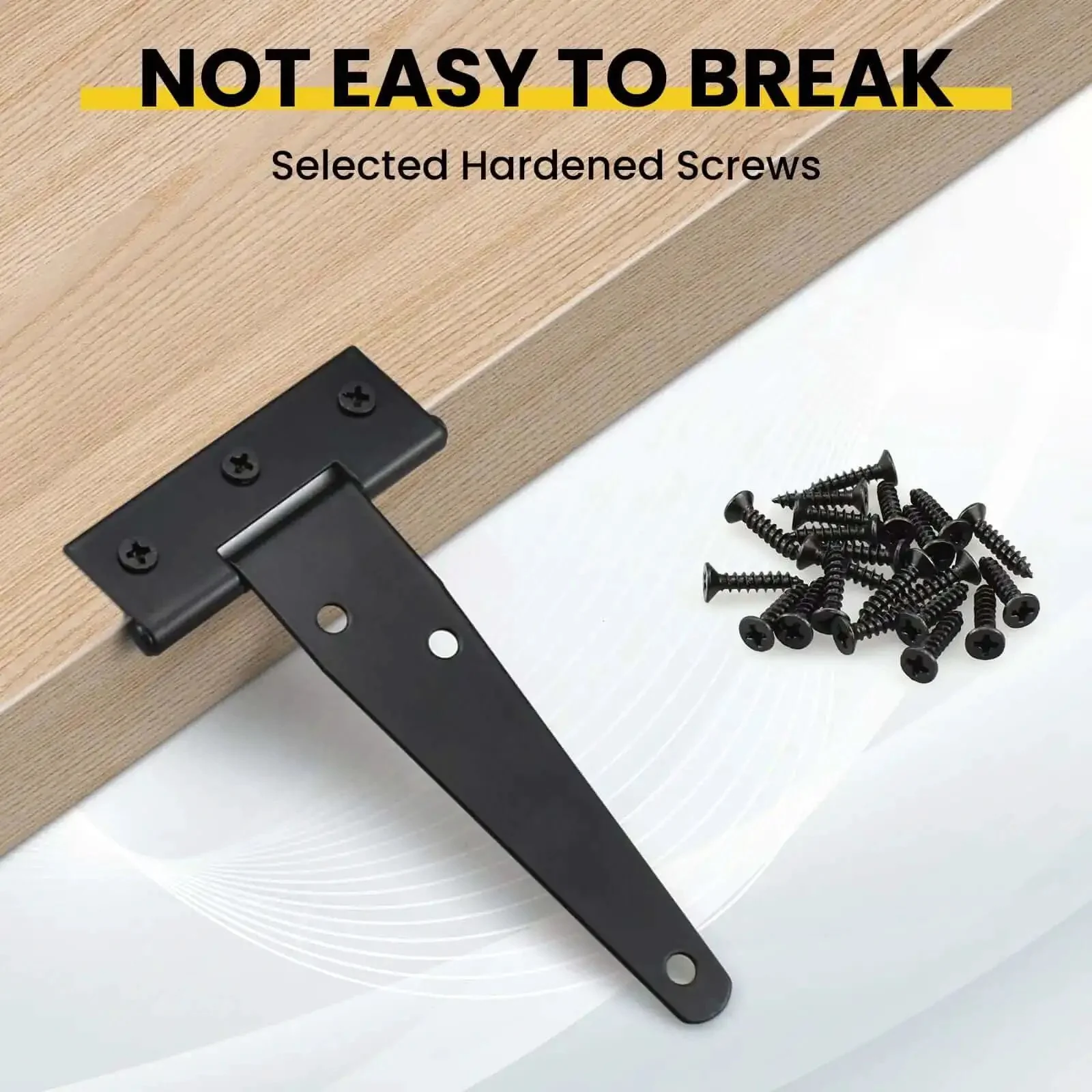 4 Pack Heavy Duty T Strap Gate Hinges for Barn Doors, Black 4 Inch Tee Hinges With Mounting Screws, Rust Resistant Iron Construction, Built Tough for Barn Doors, Sheds, and Wooden Fences - Image 3