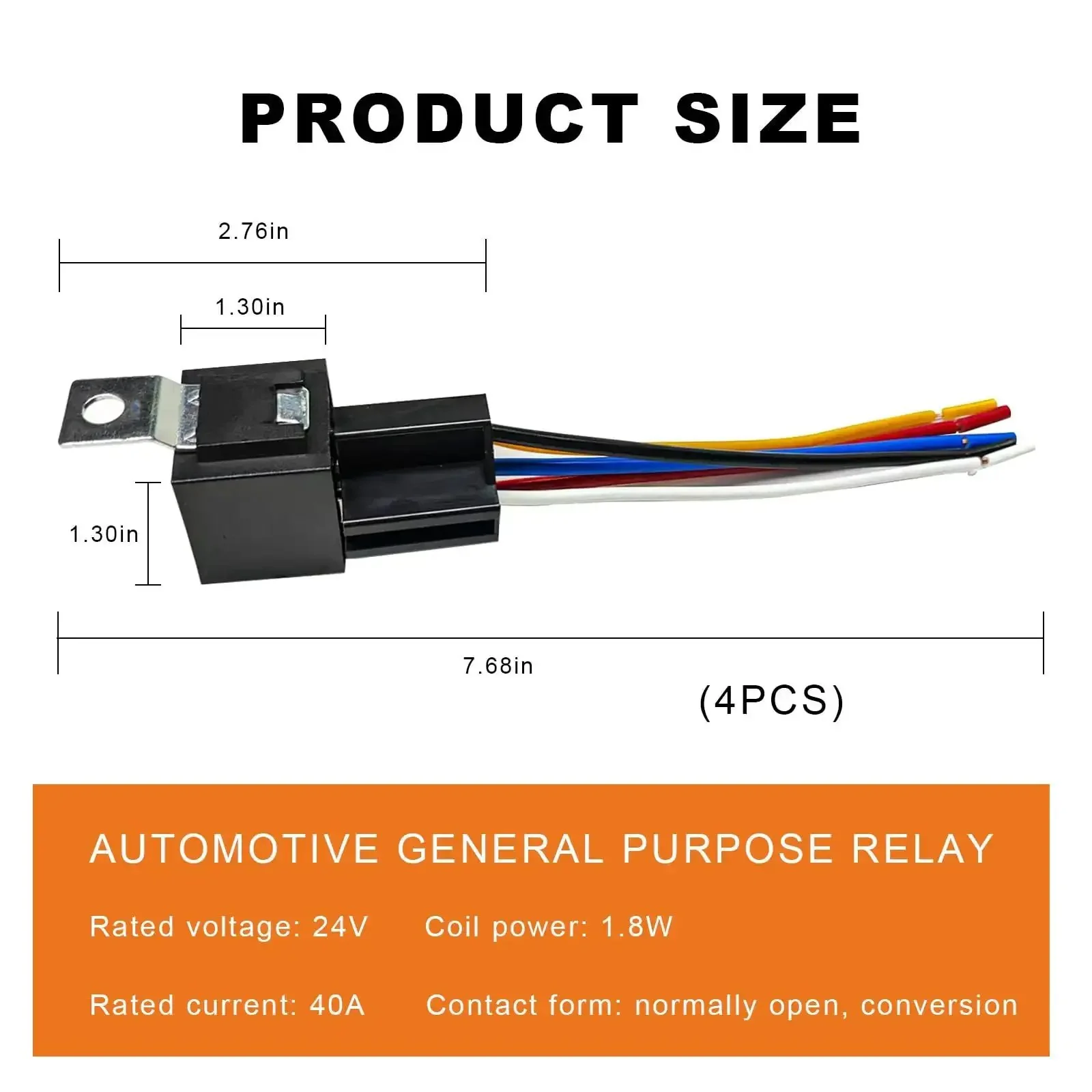 4 Pack JD2914 Car Relay Harness 24V 40 Amp 5 Pin SPDT Automotive Relay With Color Labeled Wires Heavy Duty Waterproof Relay Socket For Cars Trucks Motorcycles Boats - Image 6