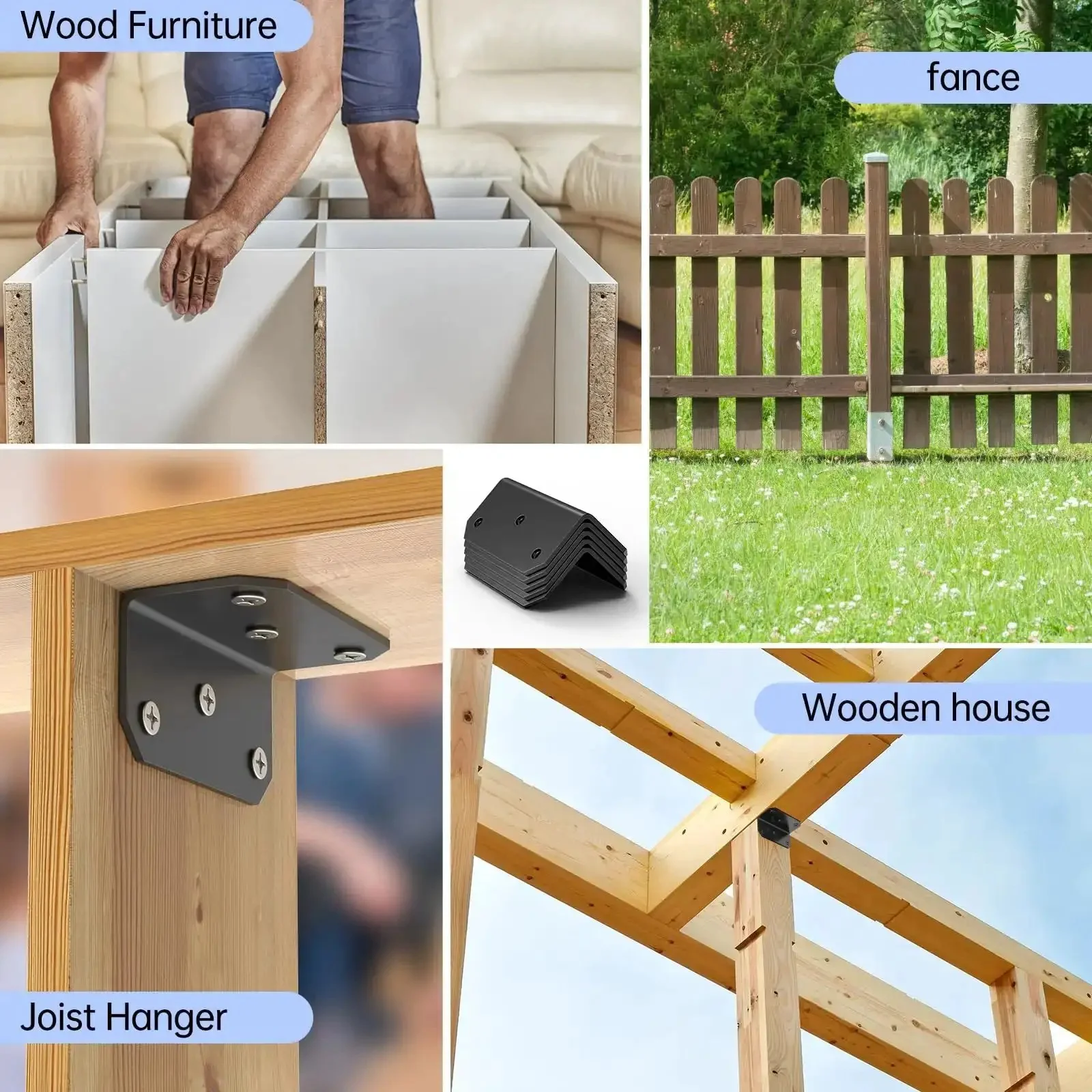 4 Pack L Brackets Corner Braces 4 X 2 X 2 Inch Galvanized Steel Heavy Duty Angle Braces For Wood Shelves Cabinets Furniture Frames Fences Includes Screws - Image 2