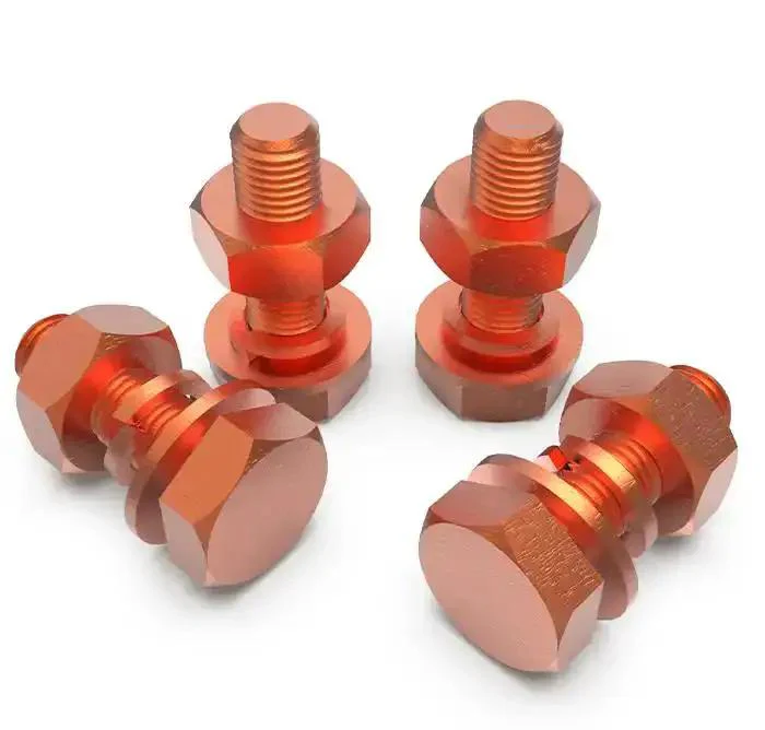 4 Pack M8 60mm Hex Bolts Kit With Nuts, Flat Washers And Spring Lock Washers In T2 Conductive Pure Copper Hex Head Screws For Heavy Duty Projects For Tough Environments - Image 3