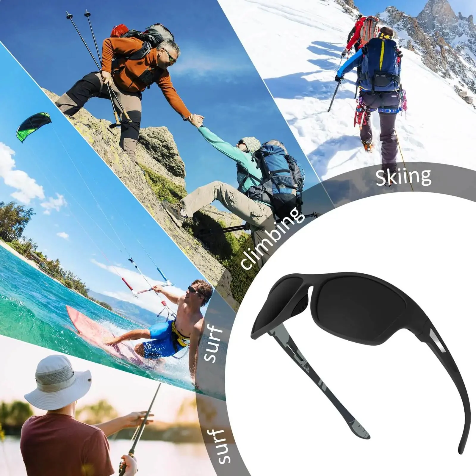 4 Pack Men Polarized Shades With UV Protection For Driving Sports And Outdoor Activities Lightweight TAC Lenses And Durable PC Frame All Day Comfort In Cool Black - Image 2