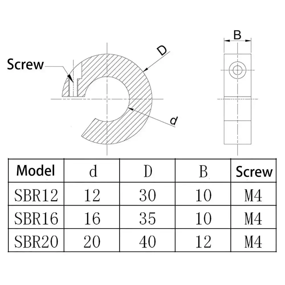 4 Pack SBR20 Linear Rail Stop Collars Aluminum Alloy Shaft Lock Rings 20mm Inner Diameter 40mm Outer Diameter 12mm Thick Pro Grade CNC Parts Tool For Linear Guides Milling Machines - Image 4