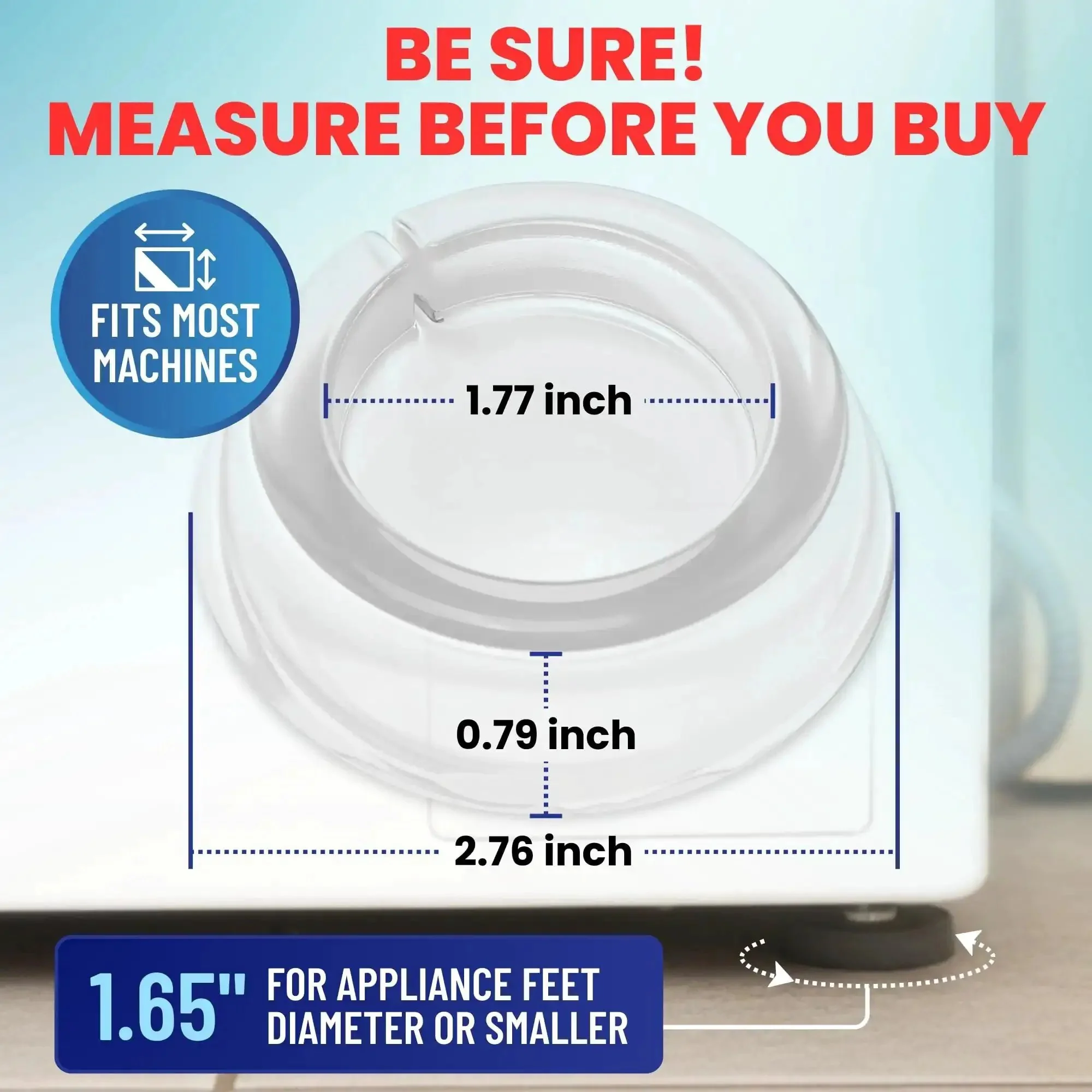 4 Pack Silicone Washer Anti Vibration Pads Stabilizer Feet For Round Washer And Dryer Feet Up To 1.65 Inches Shock Absorption And Noise Reduction To Keep Laundry Room Quiet And Stable - Image 7
