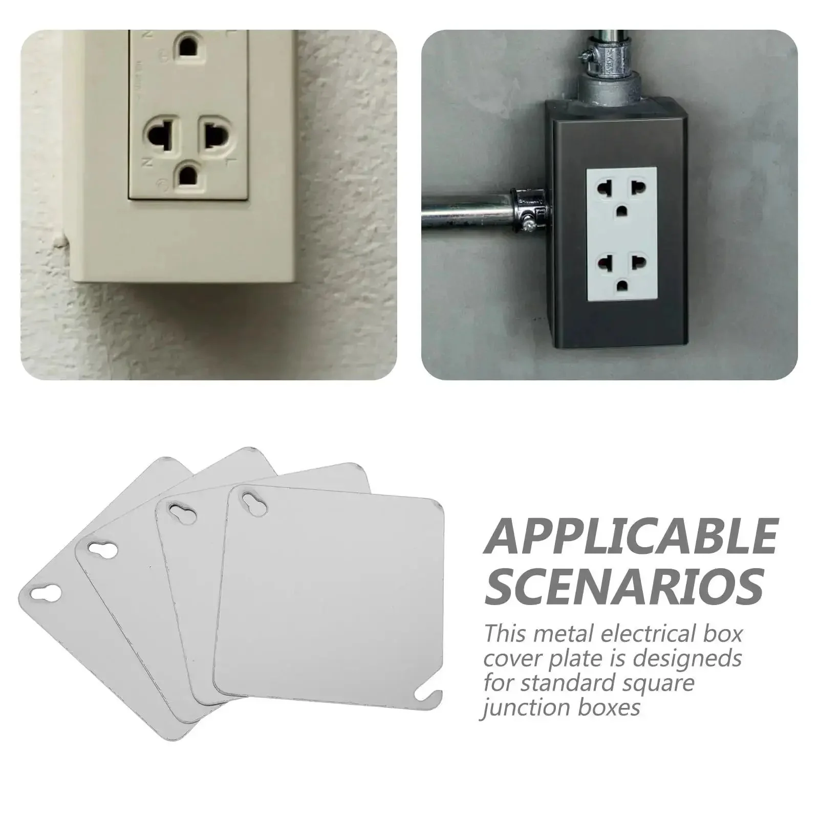 4 Pack Square Electrical Box Cover Plates For Blank Control Panels Or Junction Boxes No Fuss Easy Install Metal Wall Socket Blank Plate Enclosure Cap For Office And Home - Image 4