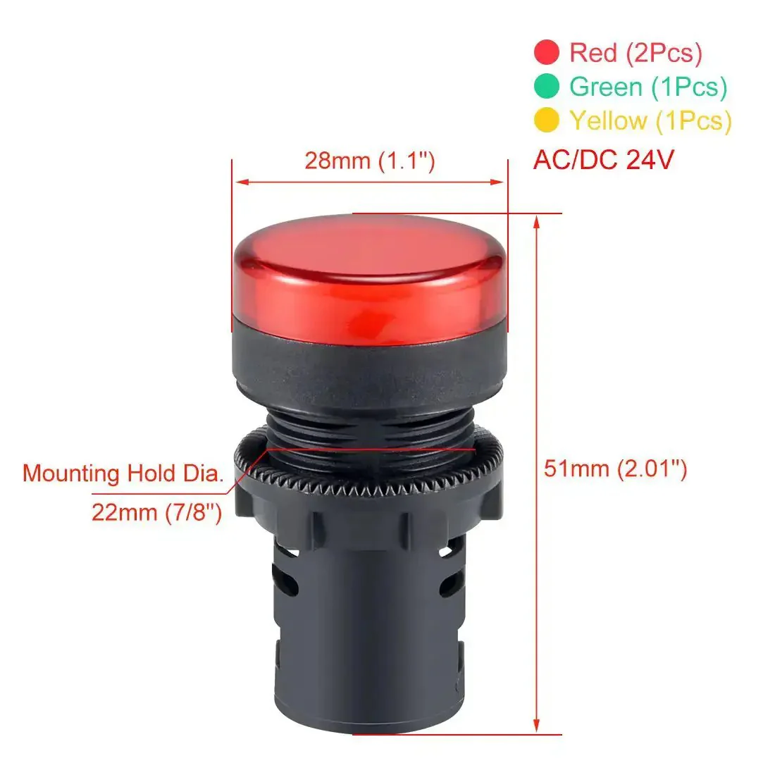 4 Pack Tri Color LED Indicator Lights 24V AC DC 22mm Panel Mount Kit With Red Green Yellow LEDs For Electrical Control Panels HVAC DIY Projects Easy Plug And Play Screw Clamp Connection And Slim Behind Panel Design - Image 5