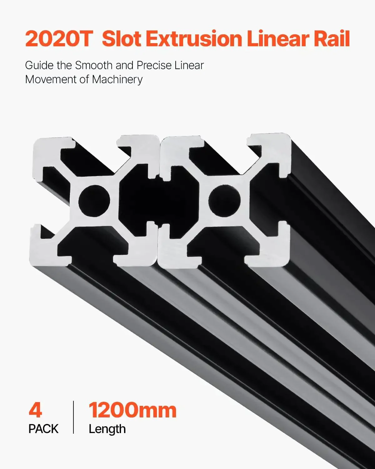 4-Piece 47.24-Inch T Slot Aluminum Extrusion Profile European-Standard Anodized Linear Rail Heavy-Duty Pro-Grade Aluminum Rail Set For 3D Printers CNC Machines DIY Laser Engraving Black - Image 12