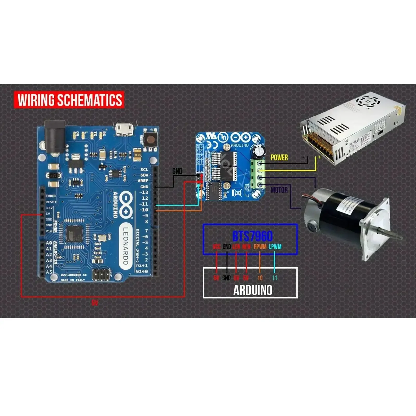 4 Piece BTS7960 43A High Power Motor Driver Module Set For Arduino Projects With Current Limiting, 5V Isolation, Onboard Power Indicator, PWM Control, Heat Sink Ready, Ideal Smart Car Driver - Image 2