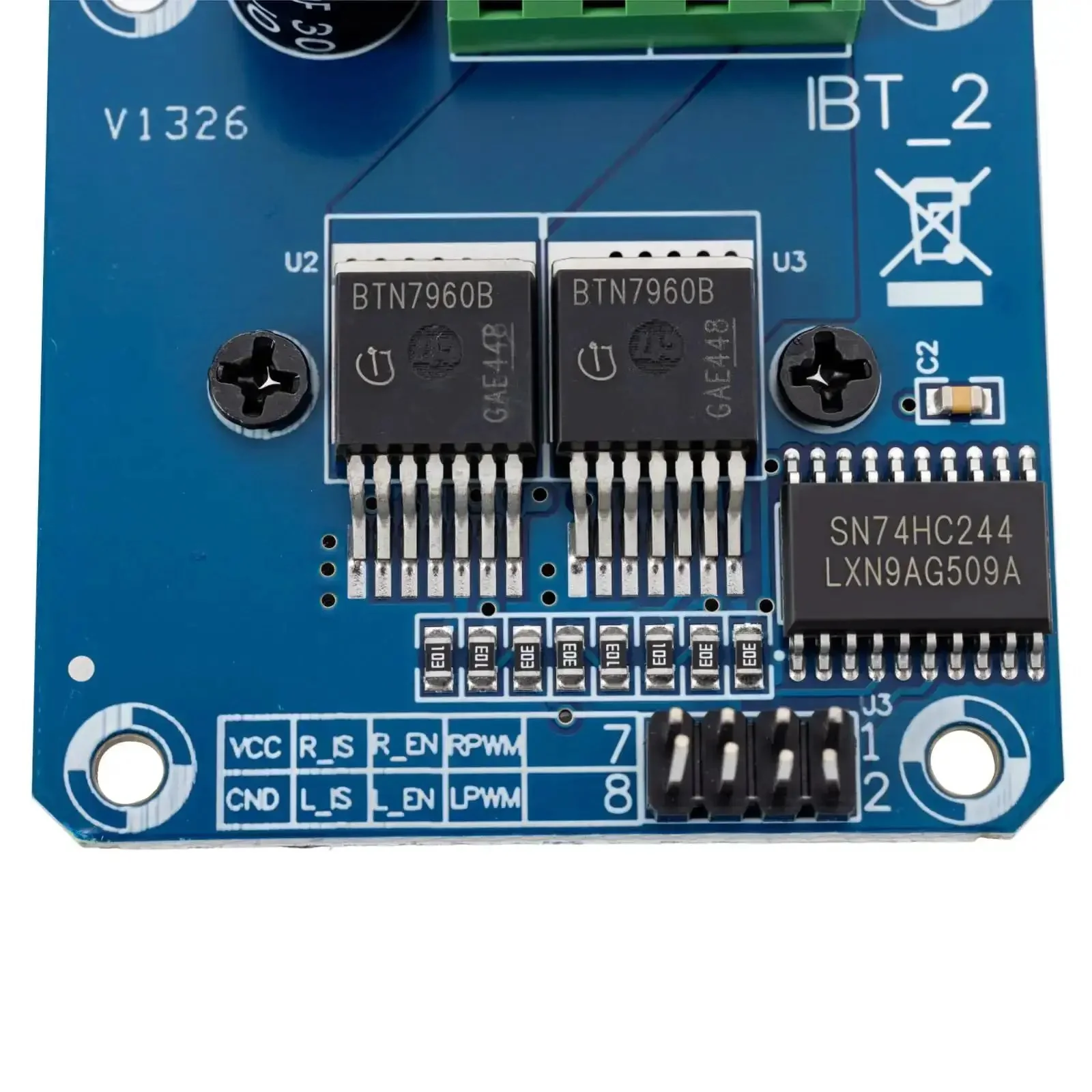 4 Piece BTS7960 43A High Power Motor Driver Module Set For Arduino Projects With Current Limiting, 5V Isolation, Onboard Power Indicator, PWM Control, Heat Sink Ready, Ideal Smart Car Driver - Image 6