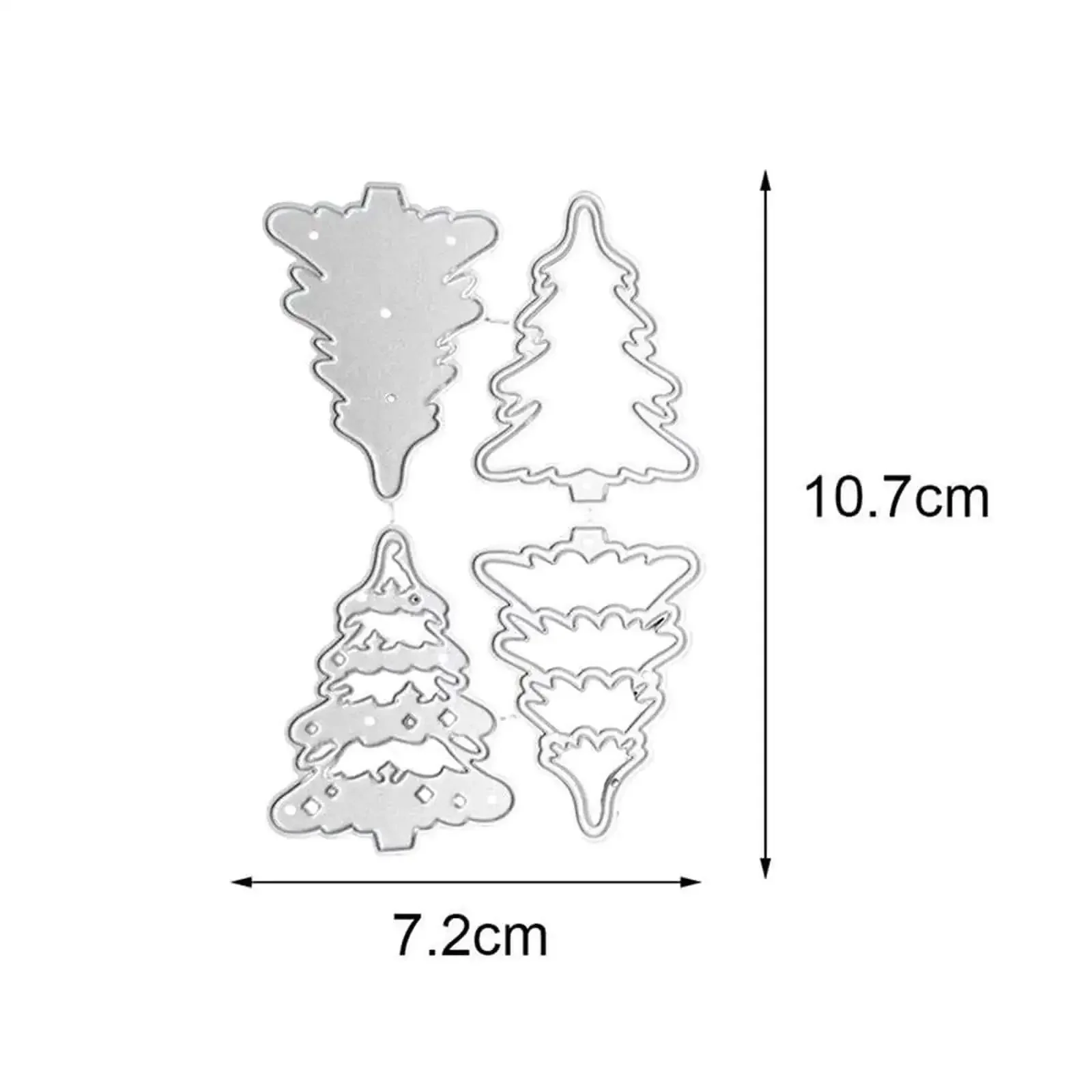 4 Piece Christmas Tree Metal Die Cutting Set For Scrapbooking And Card Making, Silver Carbon Steel Stencil Dies For Embossing And DIY Crafts, Durable Craft Tools With Precise Cutouts For Easy Paper Art Decoration - Image 5