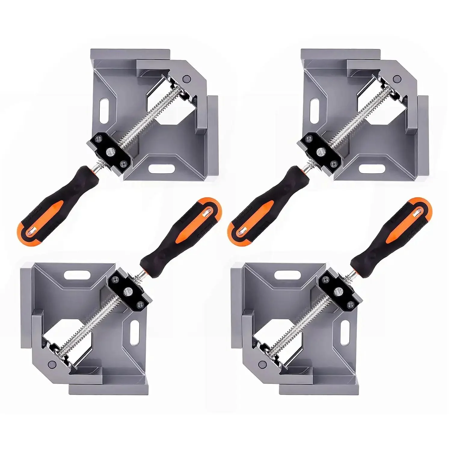 4-Piece Corner Clamp Set, Right Angle 90 Degree Woodworking Clamps With Adjustable Swing Jaw, Aluminum Alloy Frame, Heavy Duty, For Welding And DIY Woodworking, Pro Grade Workshop Essential