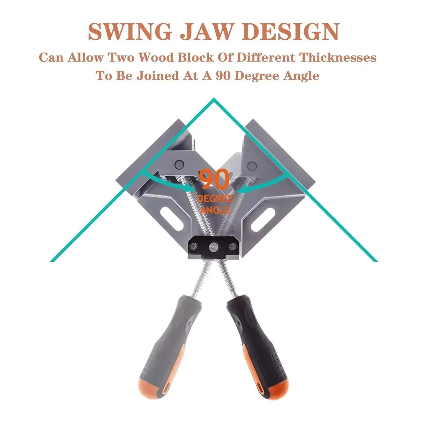 4-Piece Corner Clamp Set, Right Angle 90 Degree Woodworking Clamps With Adjustable Swing Jaw, Aluminum Alloy Frame, Heavy Duty, For Welding And DIY Woodworking, Pro Grade Workshop Essential - Image 4