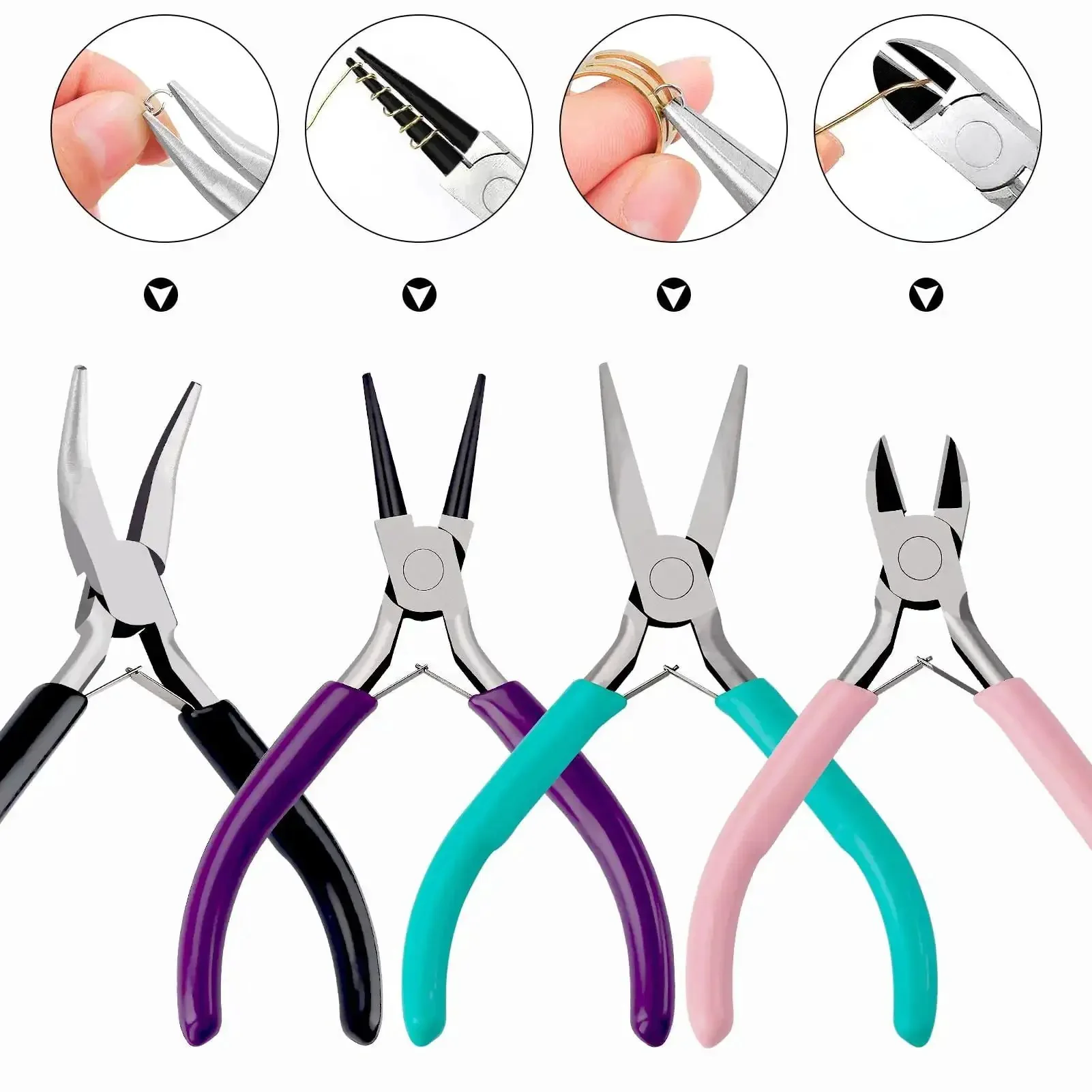 4 Piece Jewelry Pliers Set For Beading And Jewelry Making Including Needle Nose Pliers, Round Nose Pliers, Bent Nose Pliers And Wire Cutter Handy Tools Kit For Bracelet Craft, Wire Wrapping, And DIY Jewelry - Image 5