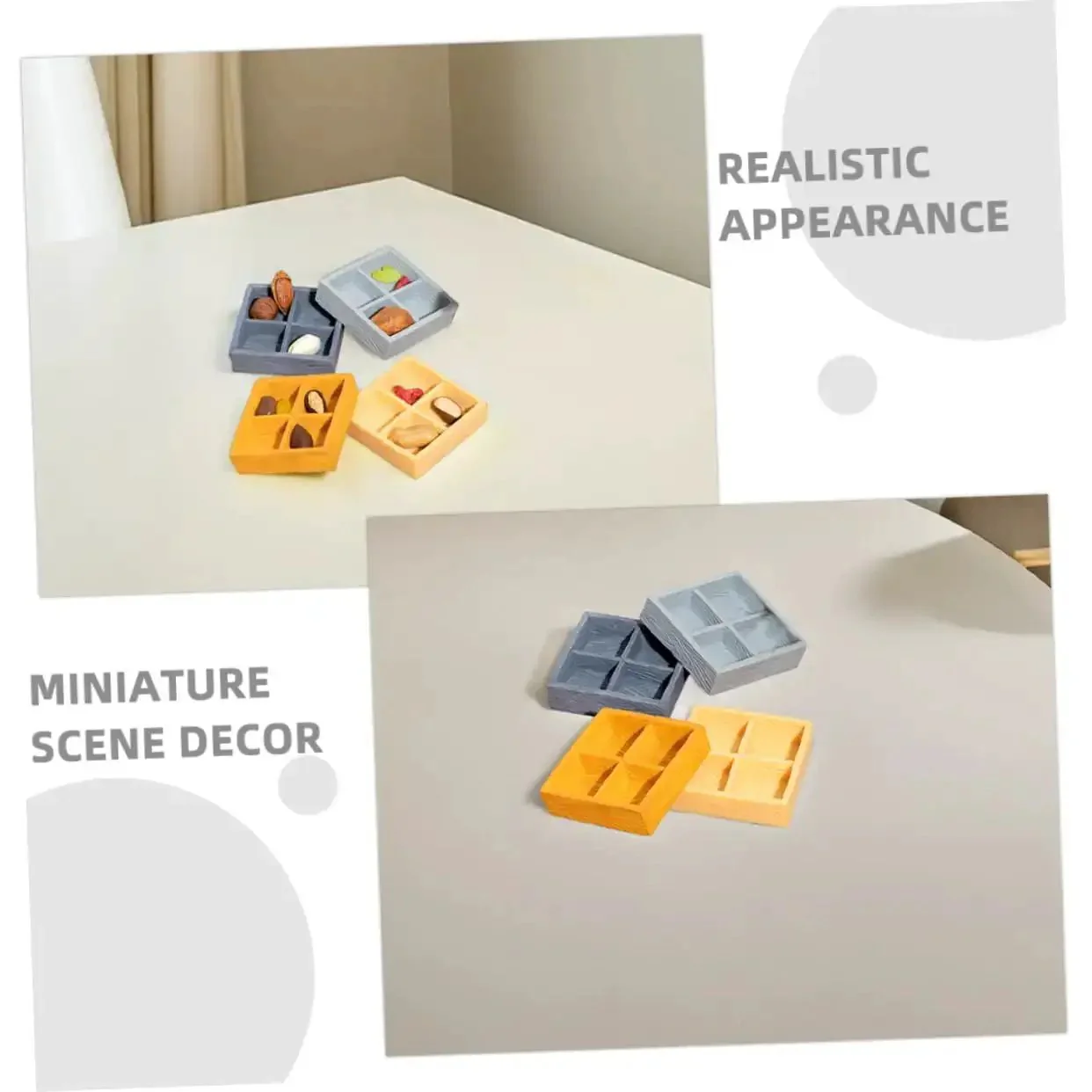 4 Piece Miniature Storage Box for Dollhouse Resin Four Grid Organizer for Candy and Nuts Cool Tiny Items and Mini Scene Decor Portable Home Office Use Anywhere - Image 8