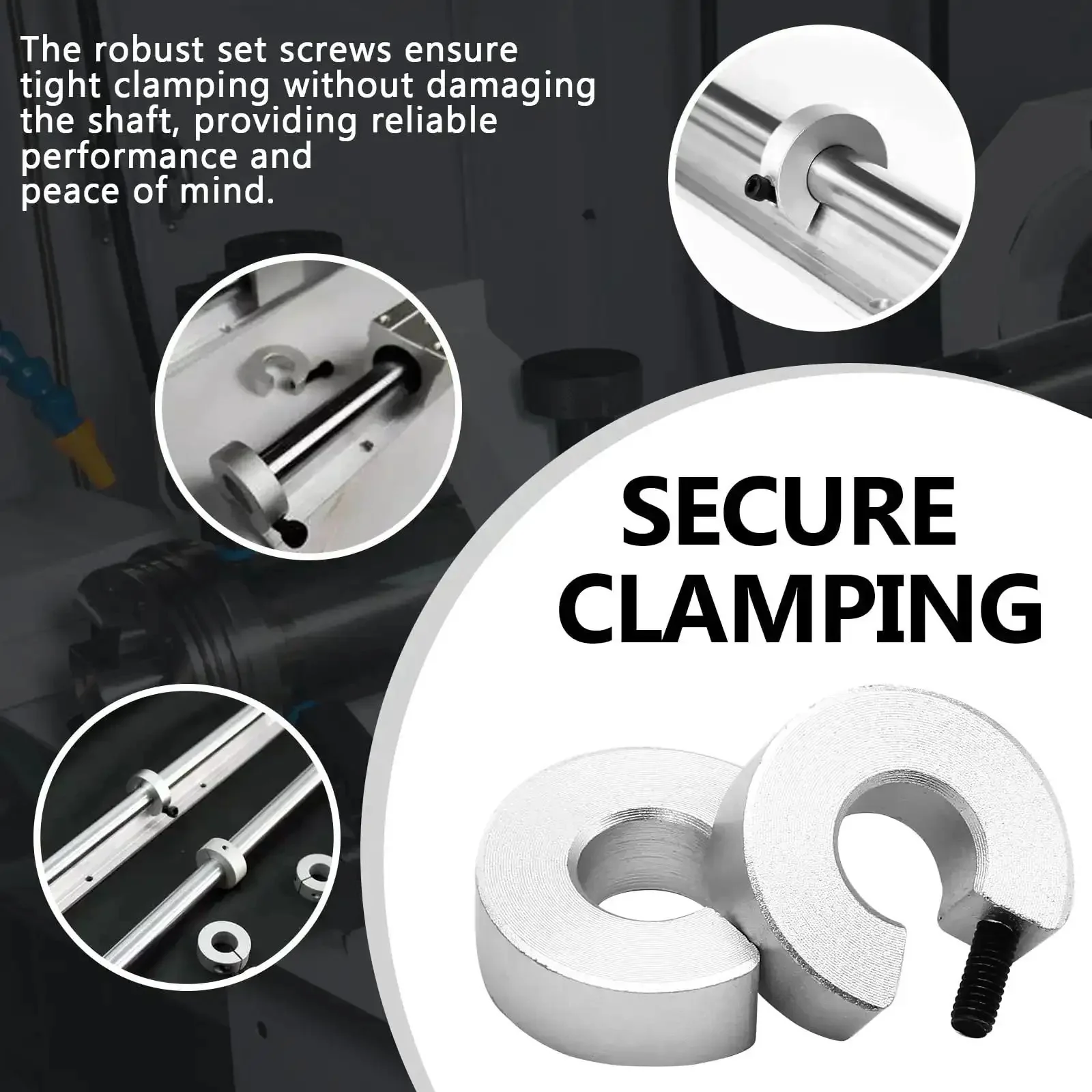 4 Piece Shaft Collars For SBR20 20mm Bore 40mm OD 12mm Thick Aluminum Locking Collars Clamp On With M5 Set Screws Anodized Linear Rail Stop For CNC And Linear Motion Systems - Image 5