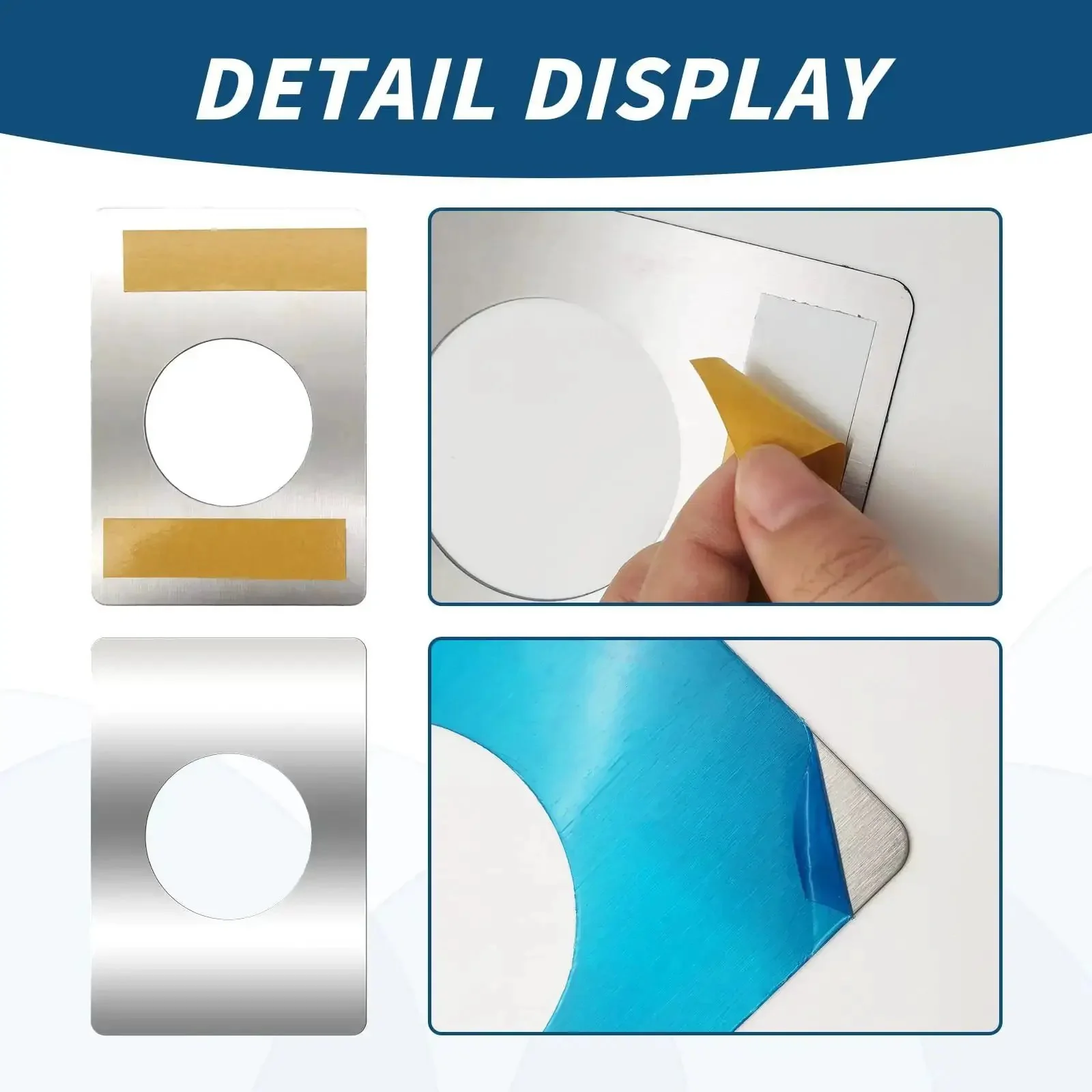 4 Piece Stainless Steel Door Reinforcement Plates Set For Covering Damaged Holes And Fixing Loose Locks Backplate Repair Door Knob Hole Cover Waterproof Rust-Resistant Brushed Finish For Lock Up Solid Security - Image 3