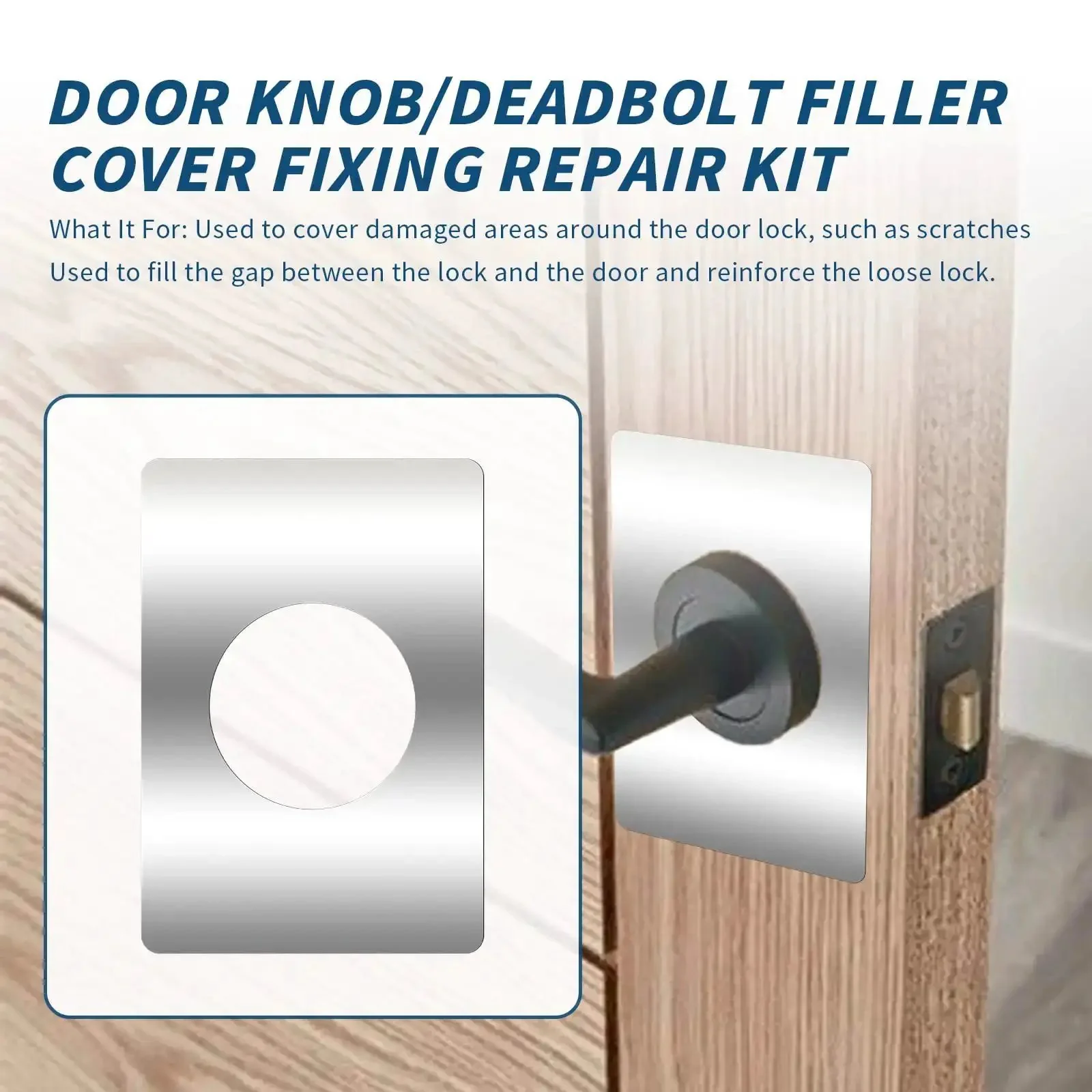 4 Piece Stainless Steel Door Reinforcement Plates Set For Covering Damaged Holes And Fixing Loose Locks Backplate Repair Door Knob Hole Cover Waterproof Rust-Resistant Brushed Finish For Lock Up Solid Security - Image 4