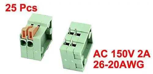 4 Pin 2 Position 2.54mm Pitch Spring Terminal Block Connectors For PCB Mounting 150V 2A Rating Supports 26-20 AWG Wires Green Plastic 4 Pins 2 Poles Pack Of 25 Great For Prototyping And Hobby Projects - Image 2