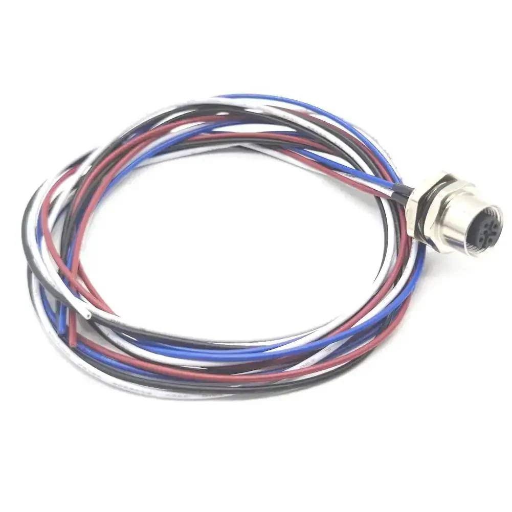4 Pin A Code M12 Female Connector Cable With Straight Back Mount Waterproof Aviation Socket Unshielded PVC Lead IP67 Sensor Receptacle 0.5 Meter High Durability For Harsh Environments