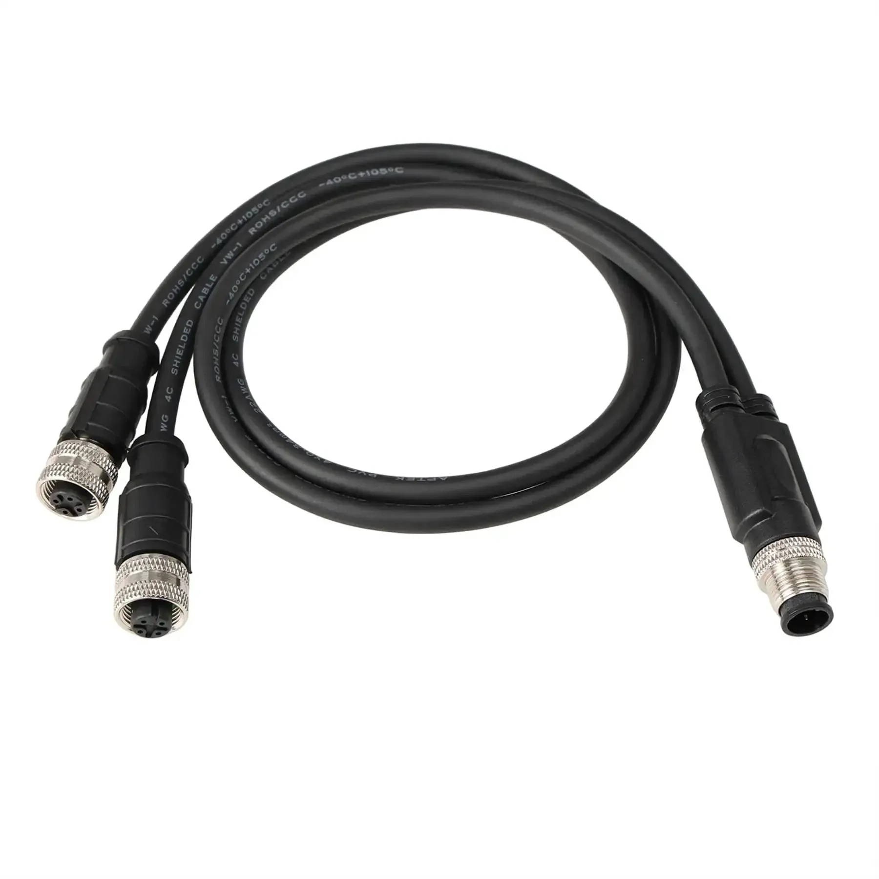 4 Pin A Coded M12 Y Splitter Cable 1 To 2 For Industrial Automation Actuator Sensor DeviceNet CANopen PLC IO PVC Shielded 30cm Male To Female Connector 250V AC DC 4A Max - Image 2
