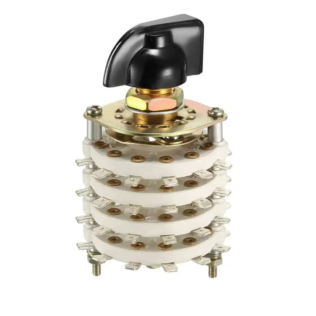 4 Pole 11 Position Rotary Switch Selector With 4 Deck Band Channel And Plastic Knob, 48 Pins, Fits 9.7mm Mount Hole, 6mm Shaft, Shaft Length 11.7mm, Includes Mounting Nut For DIY Electronics And Audio Projects