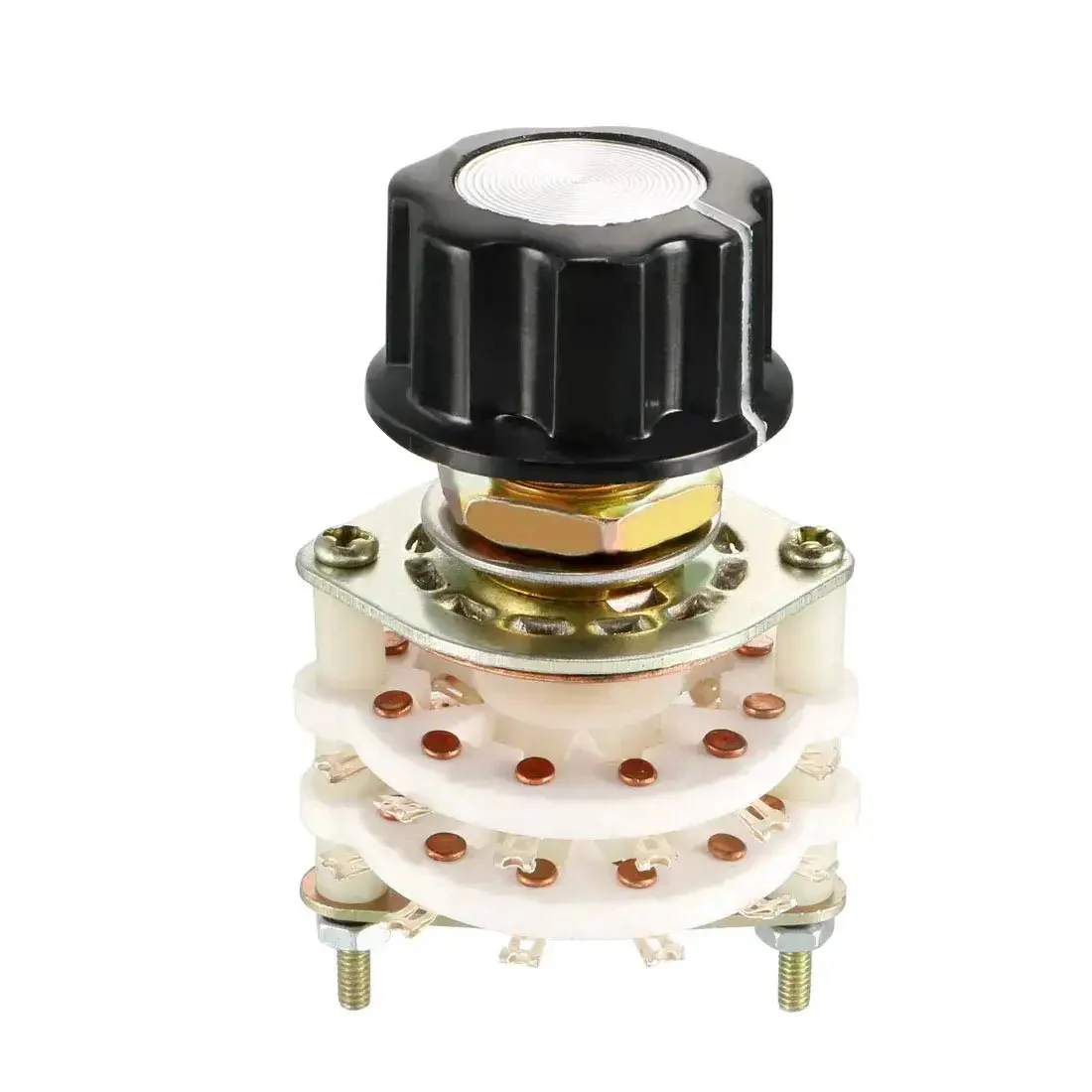 4 Pole 5 Throw Rotary Switch With 2 Deck Band Channel, Plastic Knob, 24 Pins, 10mm Mount Hole, 6mm Shaft, Perfect For DIY Electronics, Audio Projects, And Control Panels