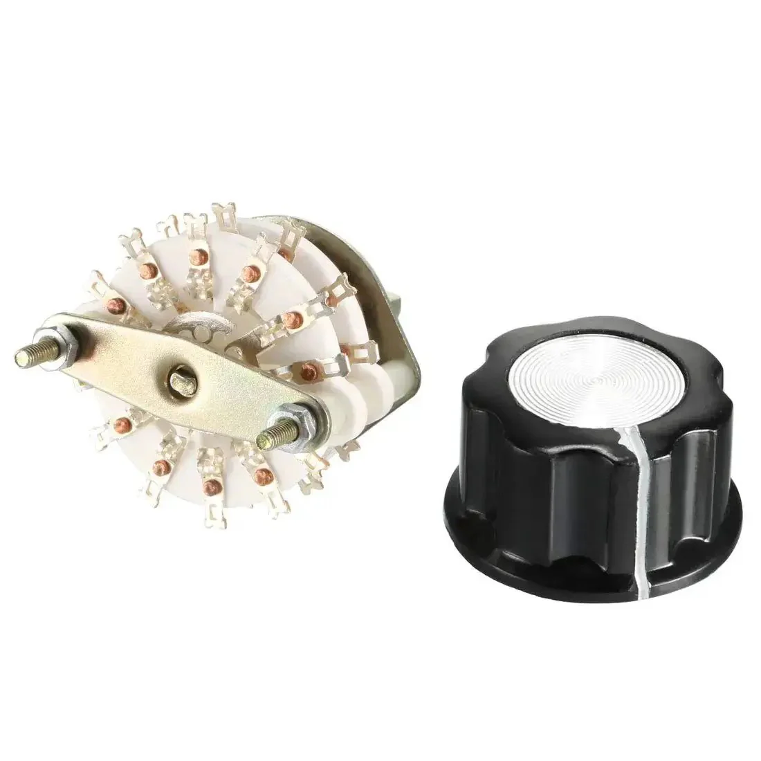 4 Pole 5 Throw Rotary Switch With 2 Deck Band Channel, Plastic Knob, 24 Pins, 10mm Mount Hole, 6mm Shaft, Perfect For DIY Electronics, Audio Projects, And Control Panels - Image 2