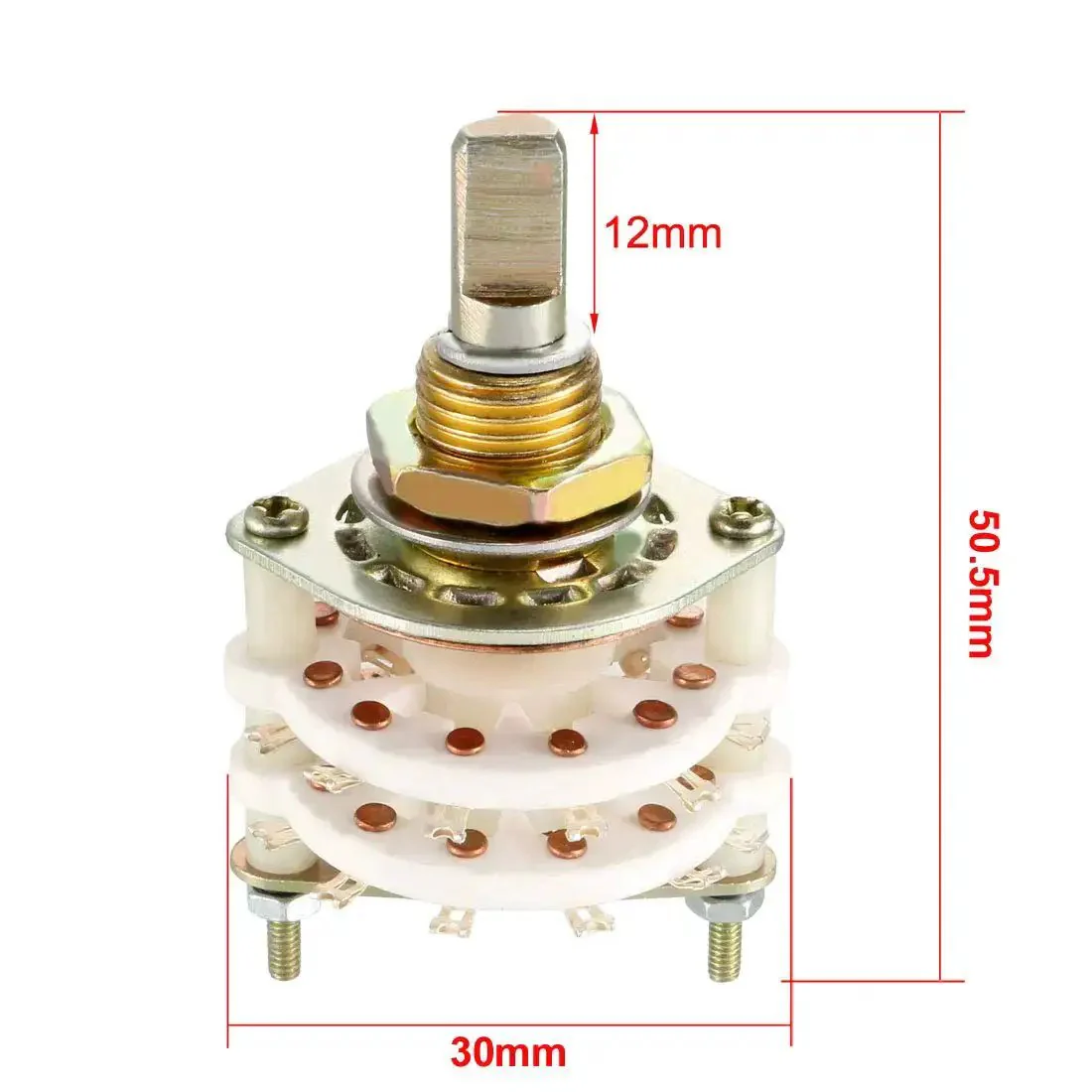 4 Pole 5 Throw Rotary Switch With 2 Deck Band Channel, Plastic Knob, 24 Pins, 10mm Mount Hole, 6mm Shaft, Perfect For DIY Electronics, Audio Projects, And Control Panels - Image 4