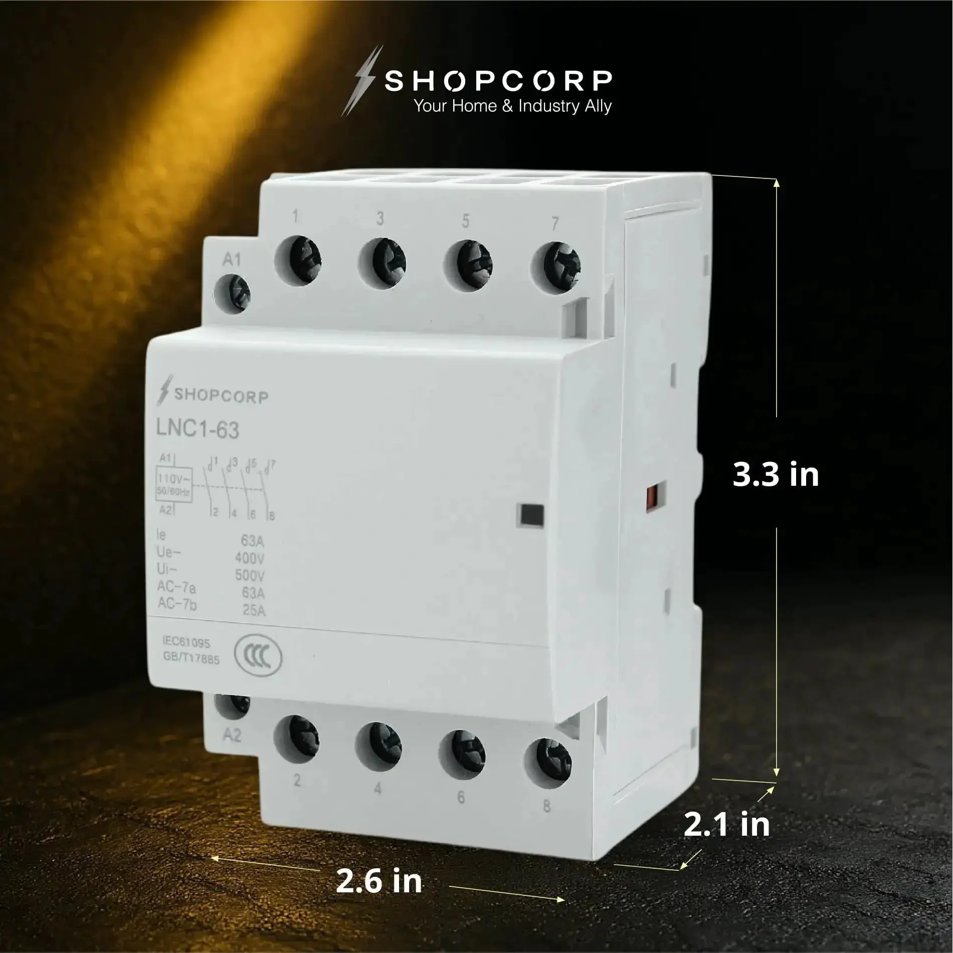 4 Pole AC Contactor With 120V Coil Normally Open, 60A IEC 400V Rating, 110/120VAC Coil, Motor Load Up To 40A And Lighting Load 60A, No-Fuss Silent Operation, DIN Rail Mount Base - Image 6