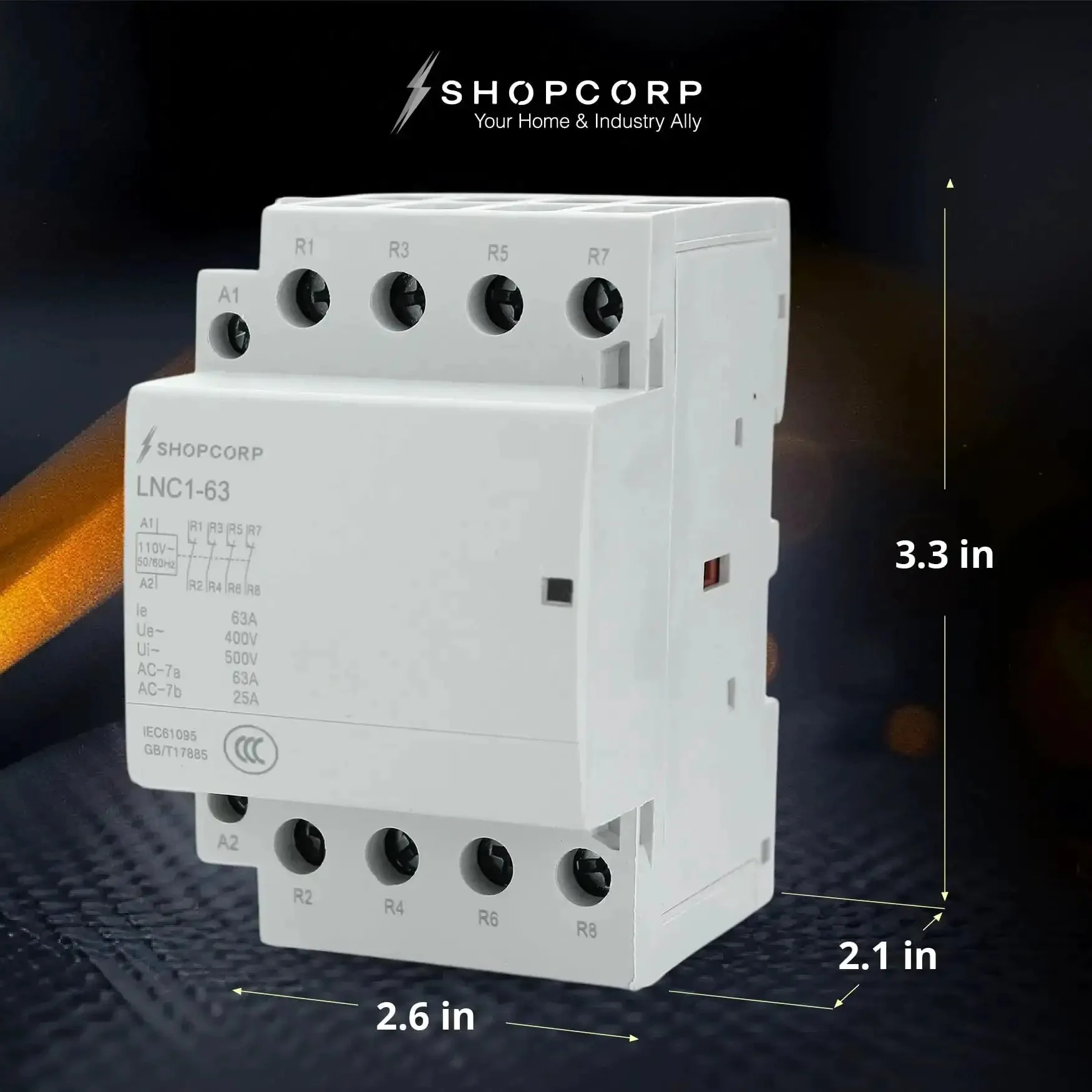 4 Pole Contactor With 110 120V Coil, 63A Normally Closed NC, Heavy Duty Silent Operation, DIN Rail Mount, Industrial Grade For HVAC And Compressor, Suitable For Motor And Lighting Loads, IEC EN Compliant - Image 7
