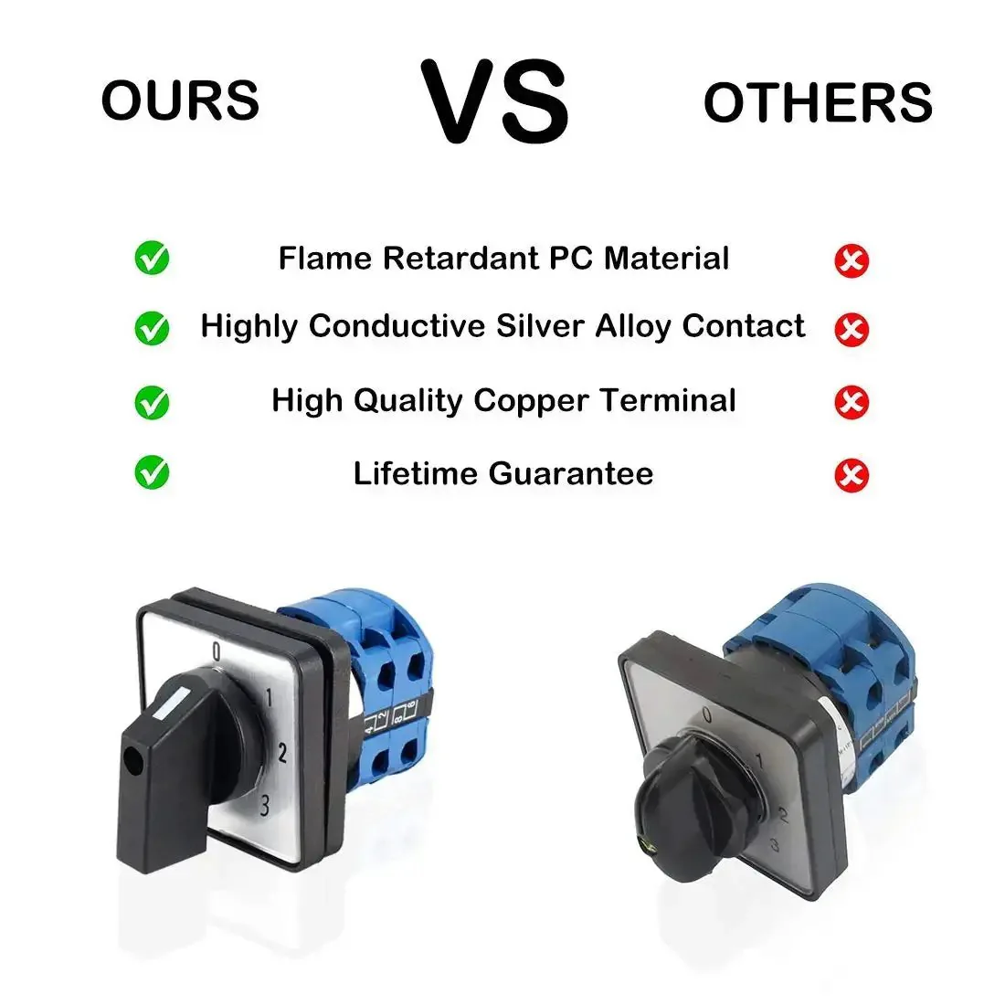 4 Position 8 Terminal Universal Rotary Cam Changeover Switch SYW28-20 Latching 550V 20A Pro Grade Electrical Selector For Control Panels With Flame Retardant Housing Easy Mounting Durable Copper Parts - Image 6