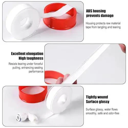 4 Rolls Of 1/2 Inch By 32.8 Ft White Plumbers Tape For Pipe Thread Sealing And Leak Prevention In Home Plumbing, Pro Grade For Shower Heads, Faucets, And Quick Fixes To Stop Leaks - Image 4