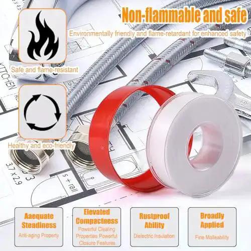 4 Rolls Of 1/2 Inch By 32.8 Ft White Plumbers Tape For Pipe Thread Sealing And Leak Prevention In Home Plumbing, Pro Grade For Shower Heads, Faucets, And Quick Fixes To Stop Leaks - Image 5