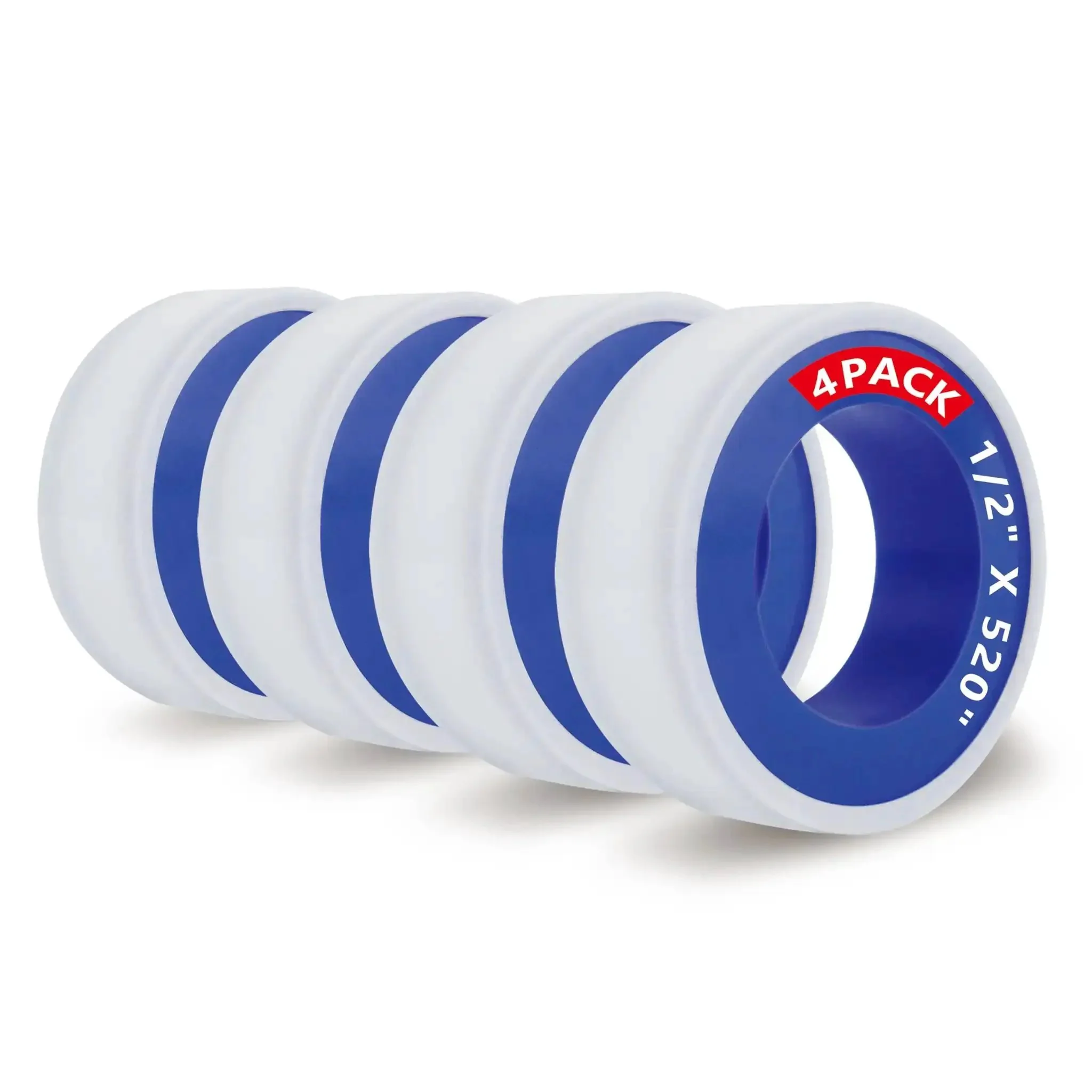 4 Rolls One Half Inch By 520 Inch PTFE Thread Seal Tape Premium Teflon Tape For Plumbing And Shower Heads High Density Leakproof Sealant For Water Pipes DIY Home Plumbing Accessories Comes With Plumbers Hemp