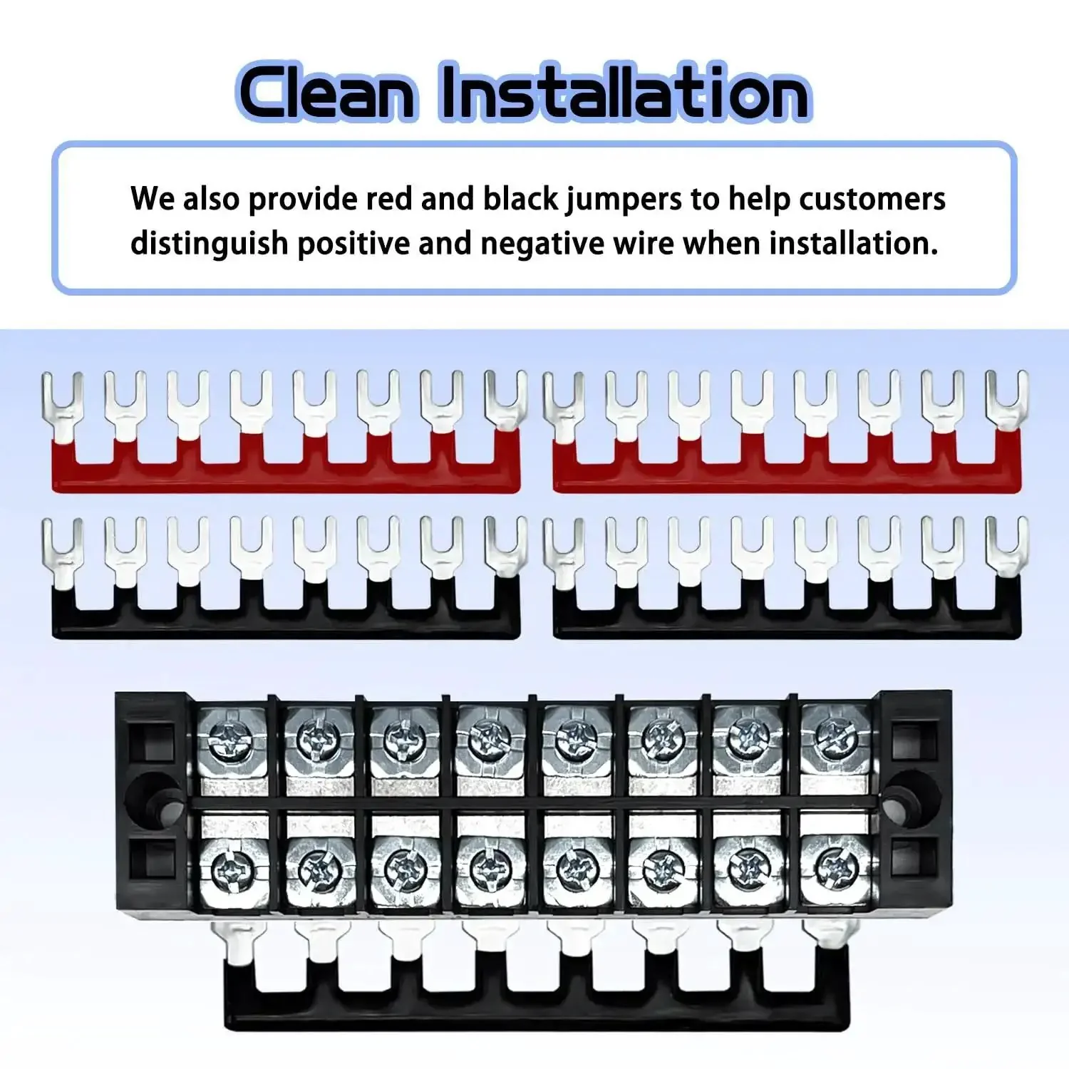 4 Sets 8-Position 600V 25A Terminal Blocks With Cover, Dual Row Ground Bus Bar Wire Screw Terminal Kit, Easy Wiring, Clean Install, Pre Insulated Terminal Strips WW004-2508 - Image 2