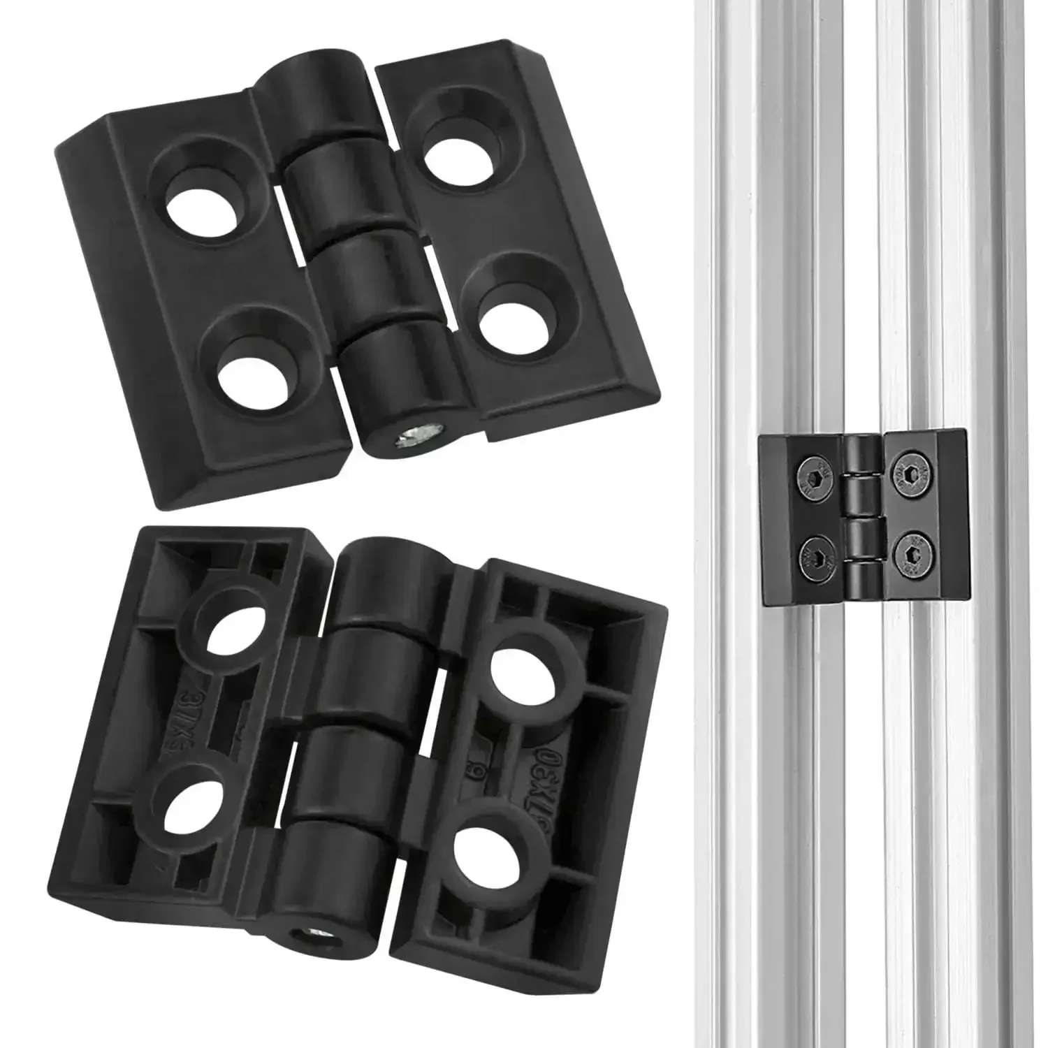 4 Sets Zinc Alloy Hinges For 2020 Aluminum Extrusion Black 6mm Profile Slot With Sandblasted Finish Includes T Nuts And Hex Screws Heavy Duty Rust Resistant - Image 2