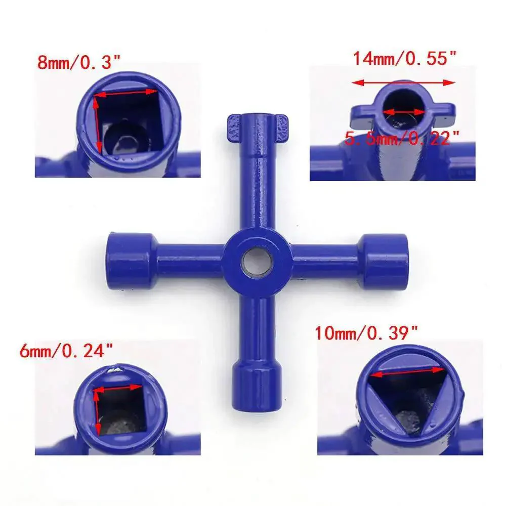 4 Way Multi Functional Utility Key Triangle And Square Wrench Set In Zinc Alloy For Train Electrical Cabinets Elevator Panels Water Meters And Valves 3 Pack In Blue - Image 4