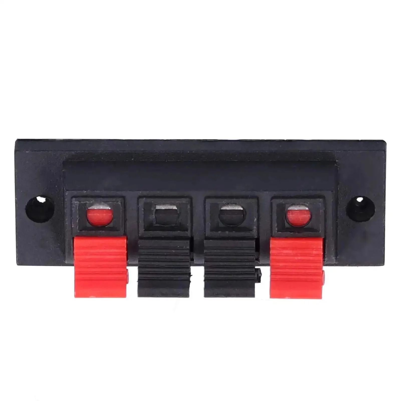 4 Way Speaker Connector Spring Loaded Terminal Kit Black ABS Metal Build For Easy Wiring Handles Zero To Two Hundred Fifty Volts Three Amps Rating Durable Audio Terminal Clips Perfect For Speaker Wire Upgrades And Quick Install