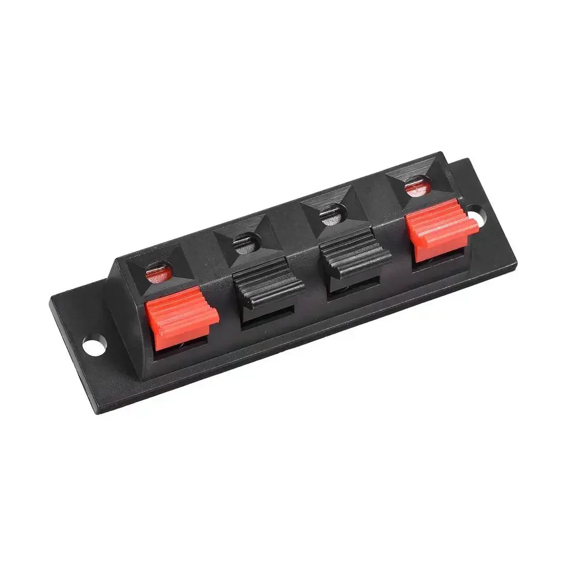 4 Way Spring Loaded Speaker Terminal Clips Push Release Connector Set 3 Pack Wire Terminal Strip Block WP4-7 With Four Pins And Four Positions, Easy Push In For Solid Speaker Hookups, Red Black Polarity Coding For Safe Connections - Image 2
