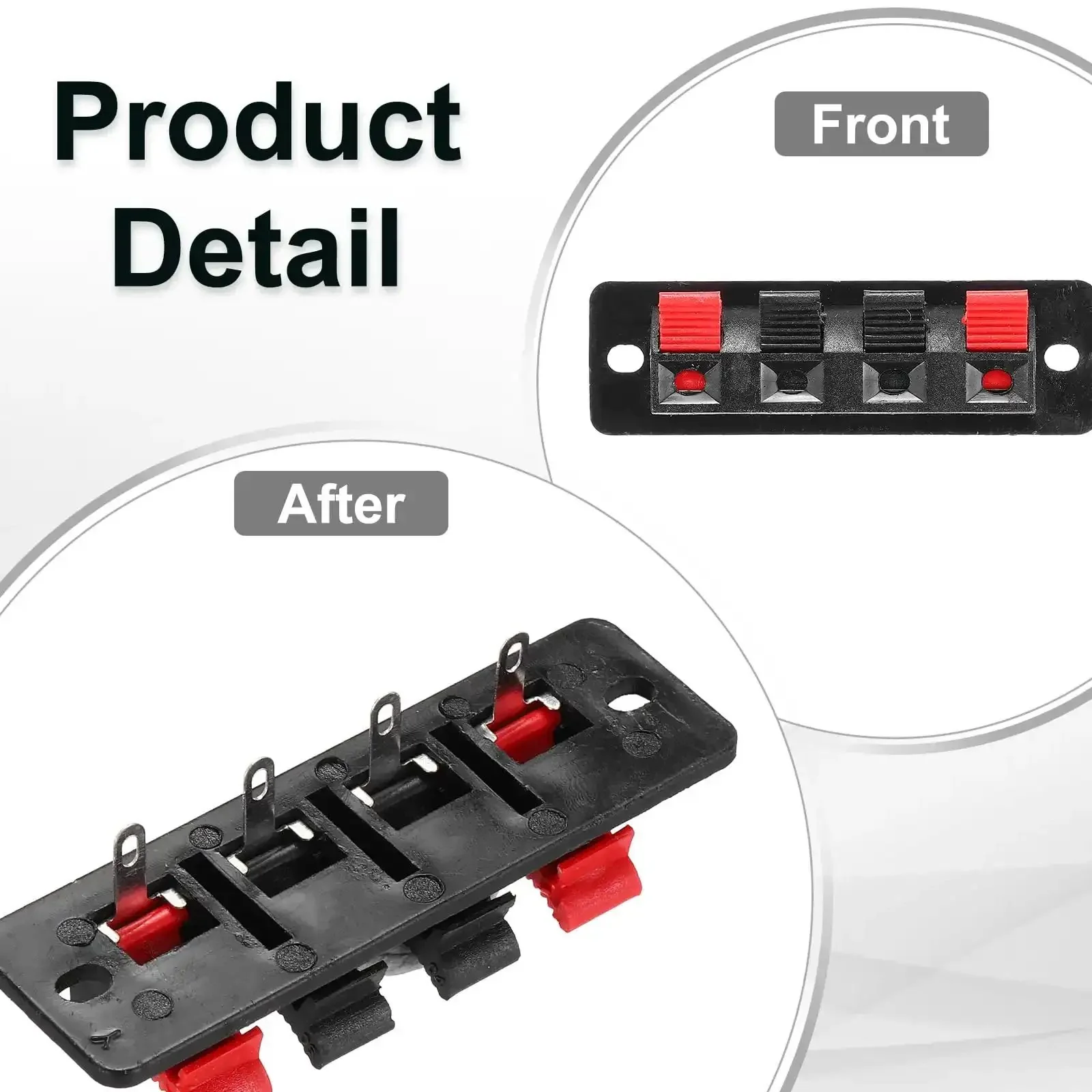 4 Way Spring Terminal Clip Push Release Connector Plate Jack Socket For Your Speaker Rig With Terminal Strip Block Joint Clamp Test Clip WP4-4 10Pcs Red Black Color Coding Durable Plastic Iron Mounting - Image 4