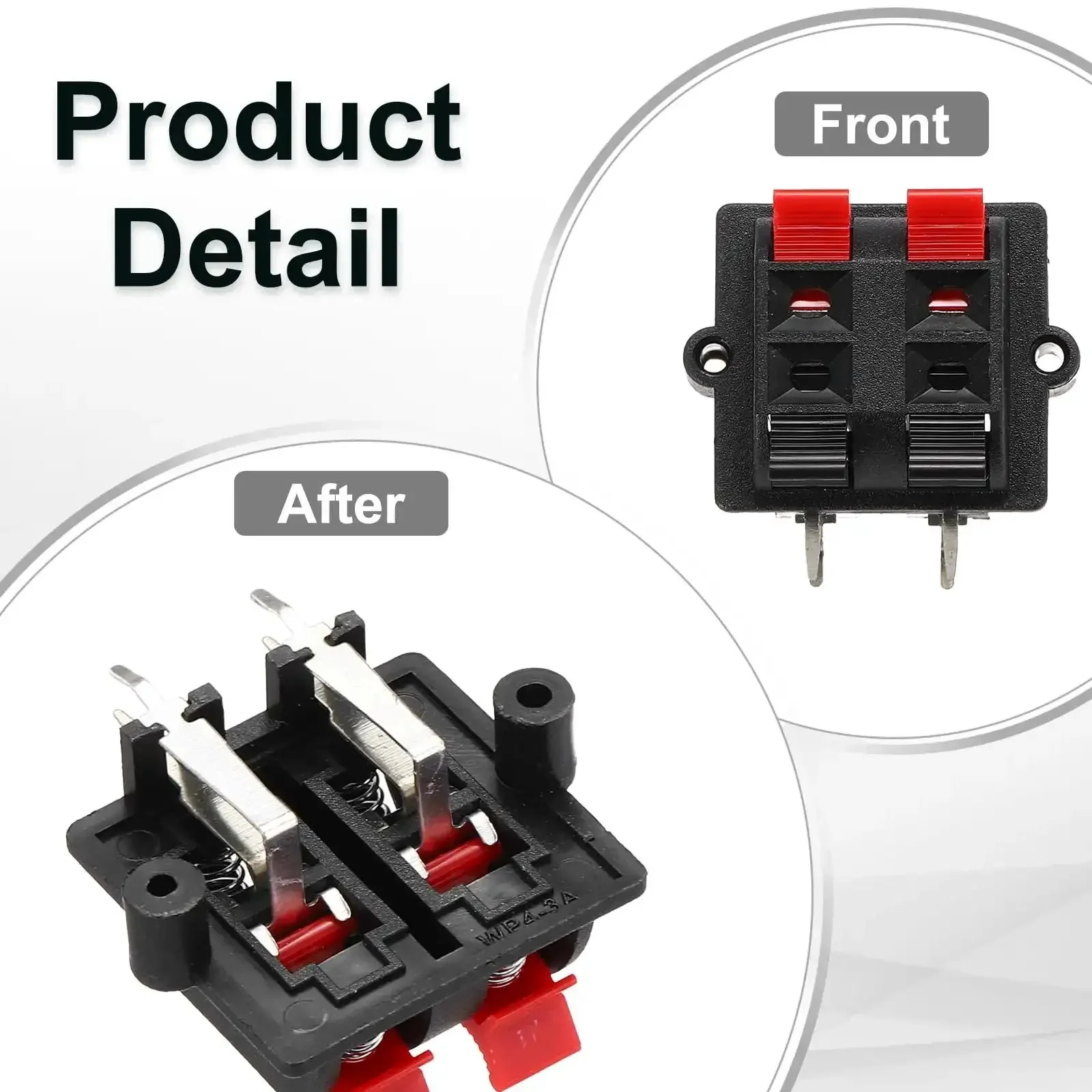4 Way Spring Terminal Clip Push Release Connector Plate Jack Socket For Speaker Wiring And Audio Projects 6 Pcs Durable Plastic Iron Construction 32mm Holes 0.1 Inch Hole Size Easy DIY Speaker Upgrades - Image 4