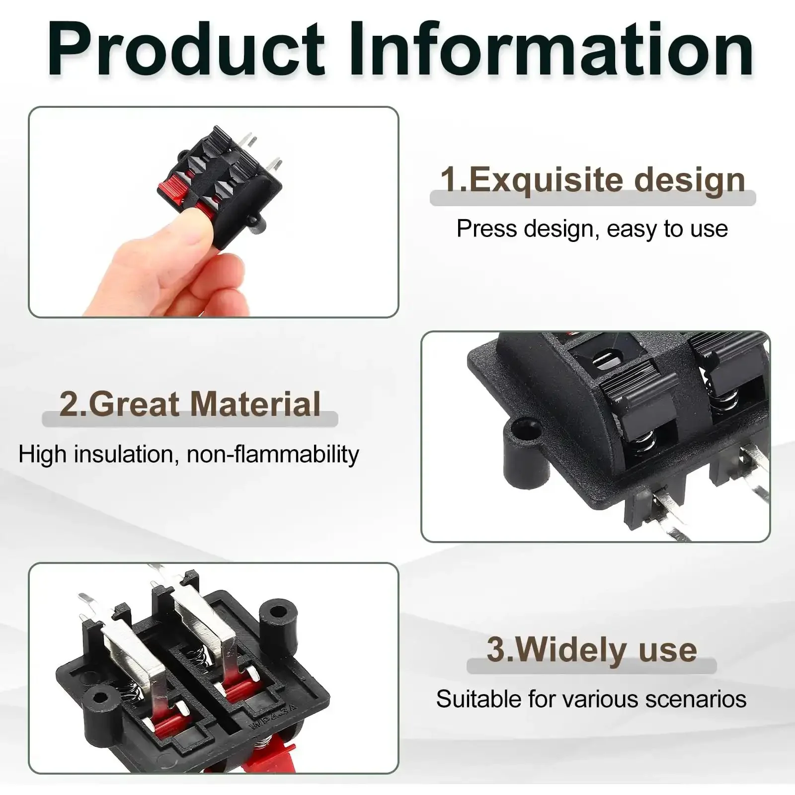 4 Way Spring Terminal Clip Push Release Connector Plate Jack Socket For Speaker Wiring And Audio Projects 6 Pcs Durable Plastic Iron Construction 32mm Holes 0.1 Inch Hole Size Easy DIY Speaker Upgrades - Image 5