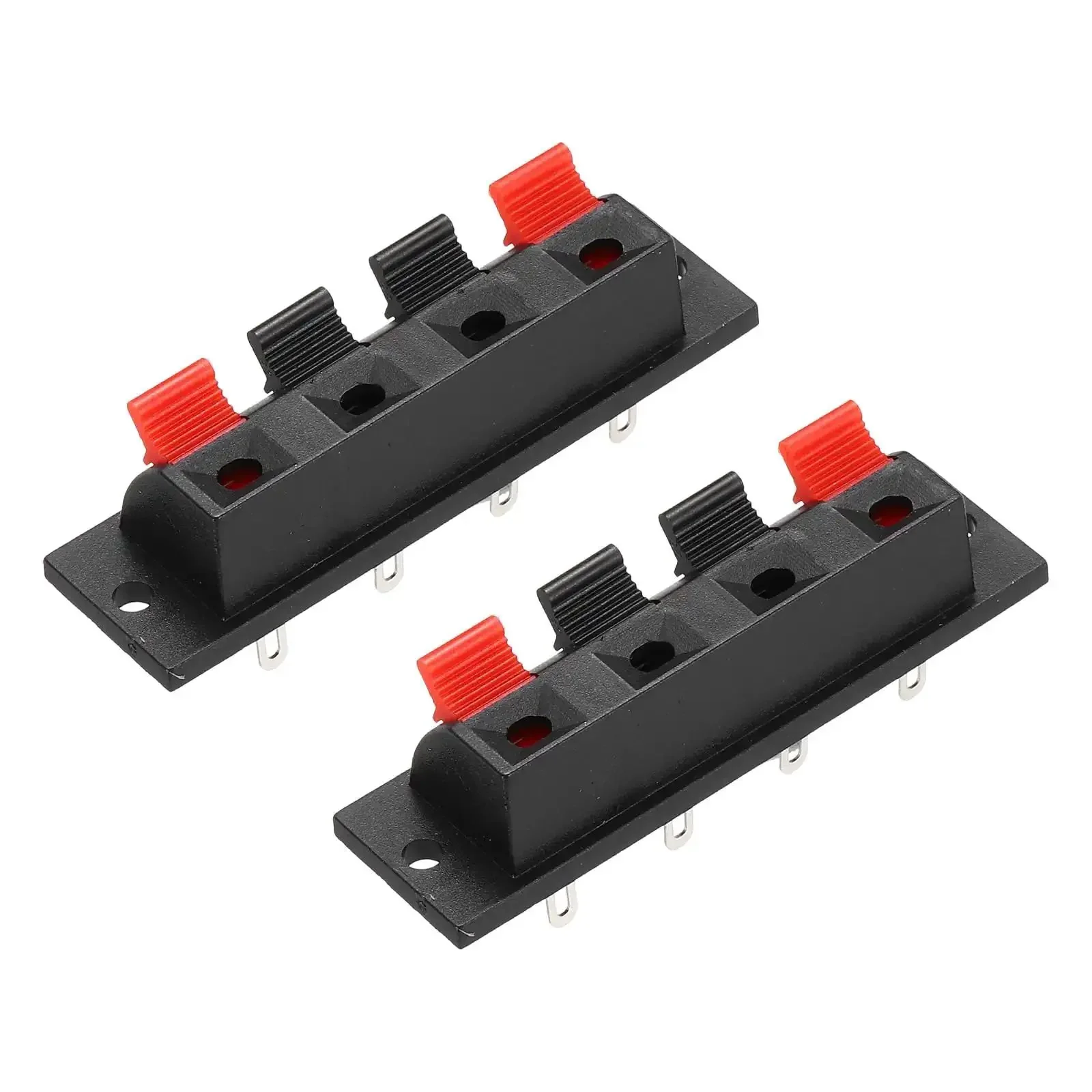 4 Way Spring Terminal Clip Push Release Connector Plate Jack Socket For Speaker Terminal Strip Jointing Clamp Test Clip WP4-7 2Pcs Red And Black Color Coding Durable Plastic Copper Build DIY Audio Speaker Upgrades And Pro Projects