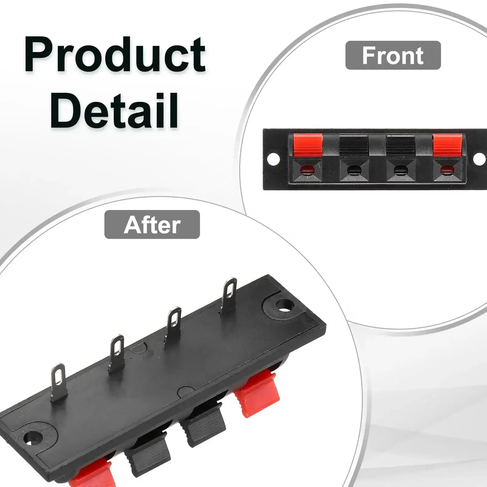 4 Way Spring Terminal Clip Push Release Connector Plate Jack Socket For Speaker Terminal Strip Jointing Clamp Test Clip WP4-7 2Pcs Red And Black Color Coding Durable Plastic Copper Build DIY Audio Speaker Upgrades And Pro Projects - Image 4