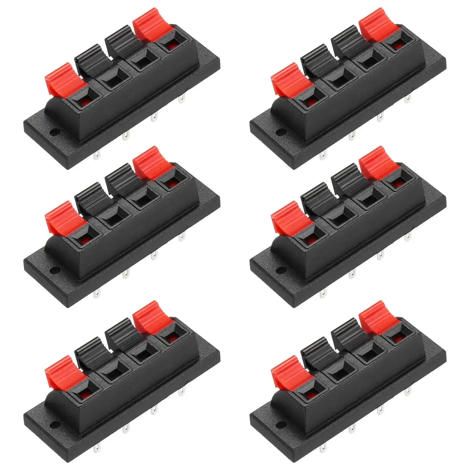 4 Way Spring Terminal Clip Push Release Connector Plate Jack Socket Speaker Terminal Strip Block Test Clip WP4 10 Pack 6 Pieces Red Black Polarity Coding For Pro Audio Gear