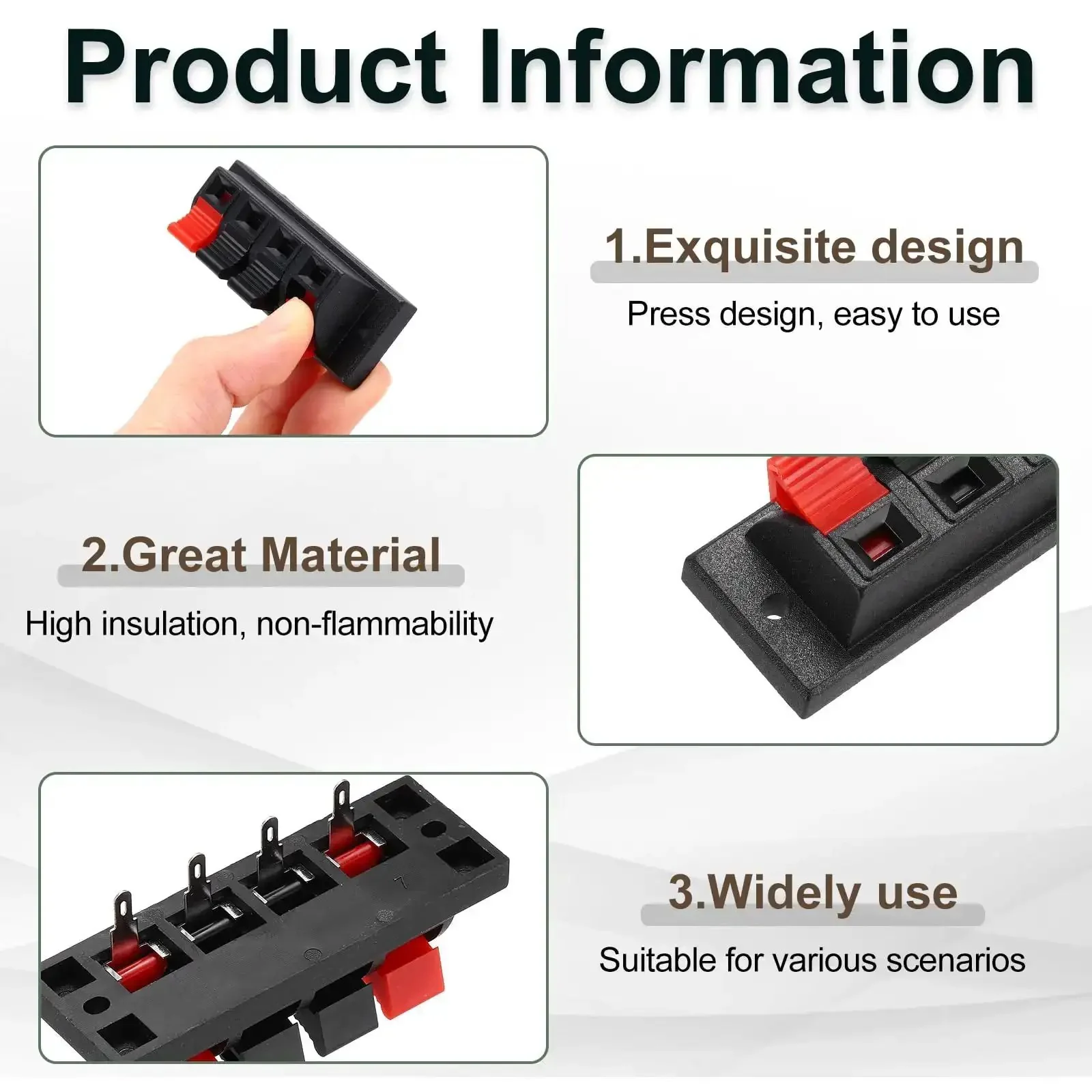4 Way Spring Terminal Clip Push Release Connector Plate Jack Socket Speaker Terminal Strip Block Test Clip WP4 10 Pack 6 Pieces Red Black Polarity Coding For Pro Audio Gear - Image 5