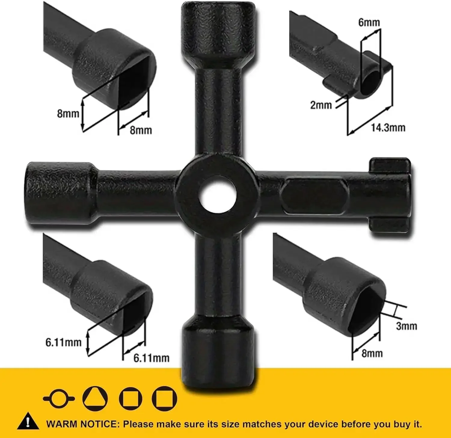 4-Way Universal Utility Cabinet Keys 2 Pack In Black For Gas Meters, Water Panels, And Electric Boxes, The Go-To Backup Access Tools For Home, Garage, And Small Biz - Image 5